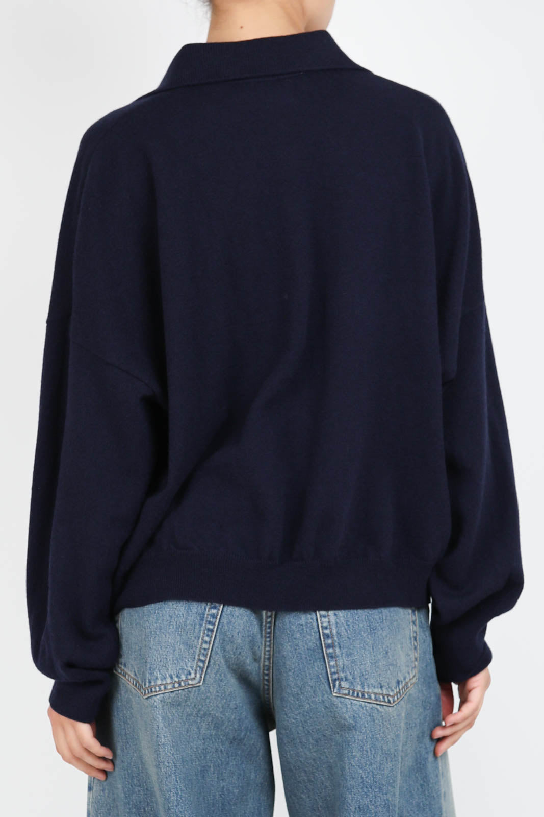 Sweater with collar in Night Blue