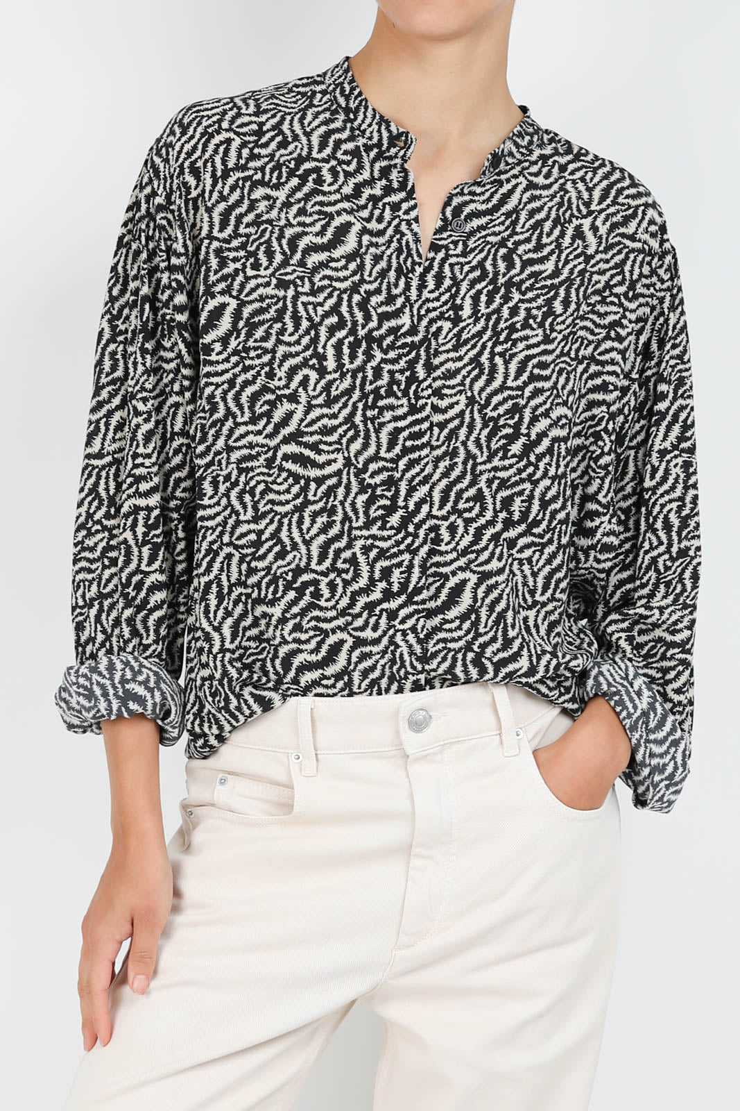 Catchell blouse in ecru/black