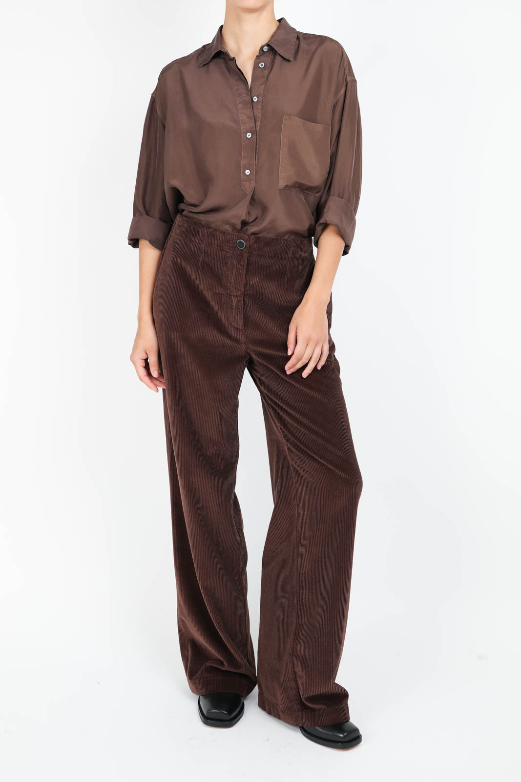 Silk blouse in chocolate