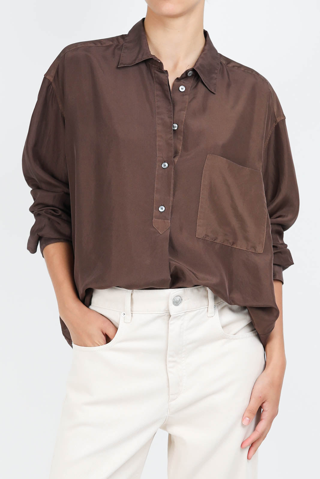 Silk blouse in chocolate