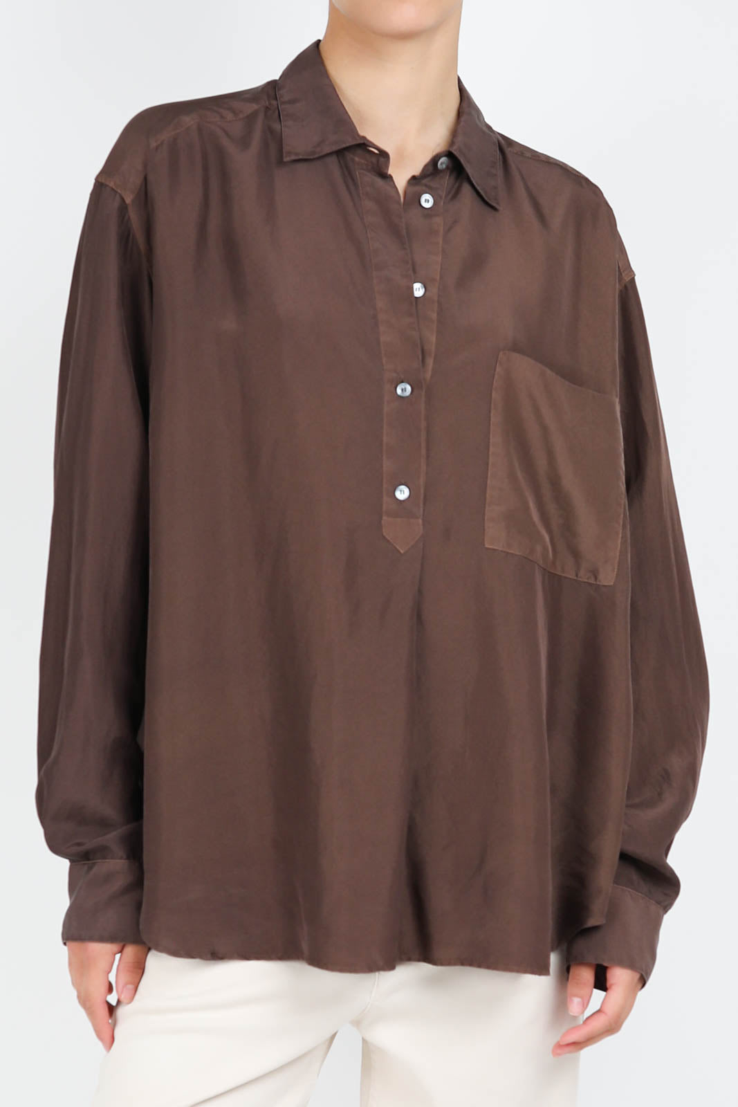 Silk blouse in chocolate