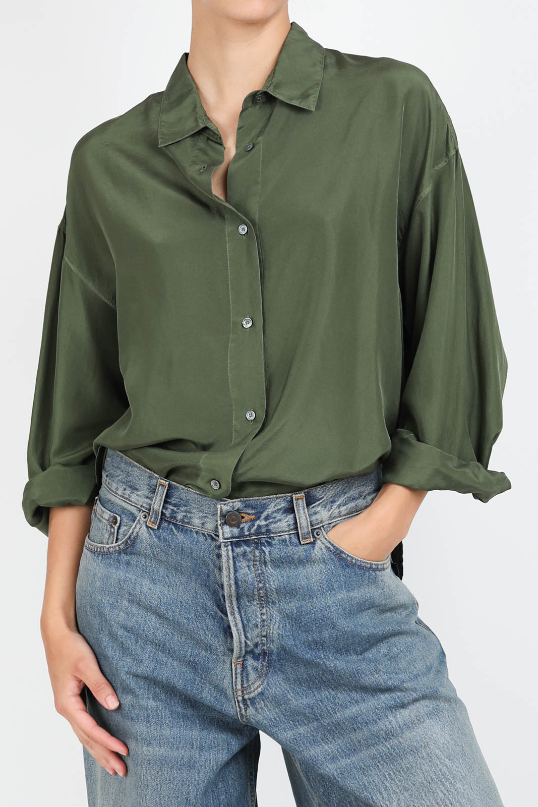 Silk blouse in sage