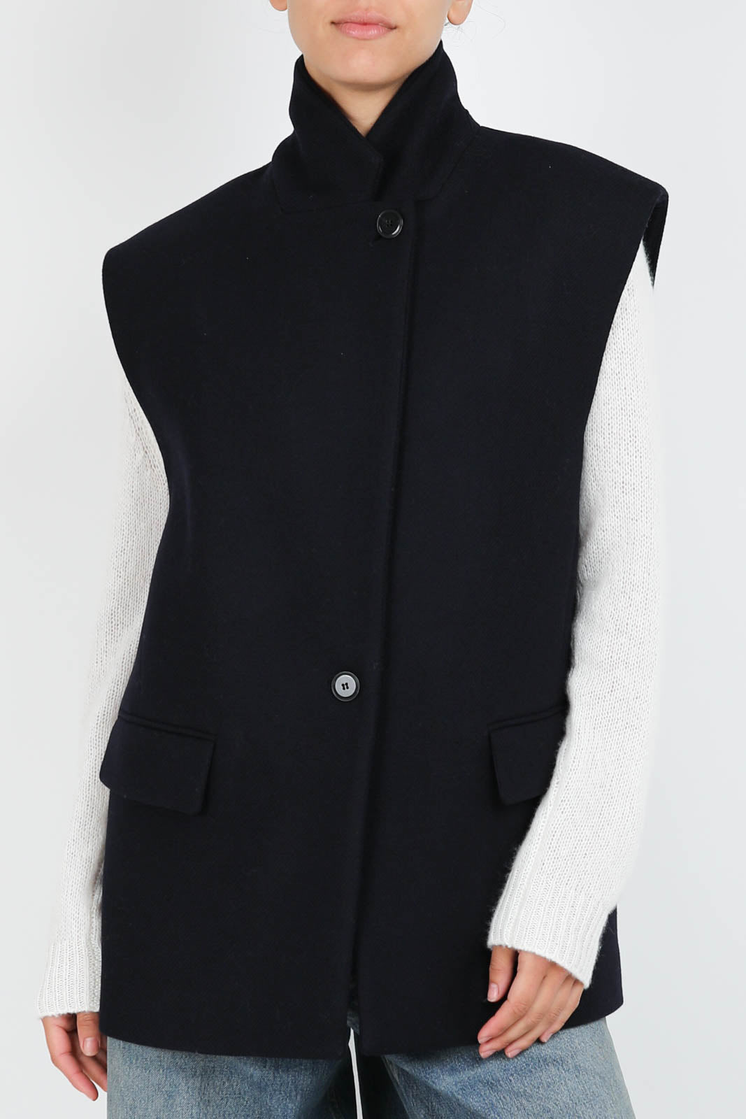 Wool vest/Vest in Night Blue