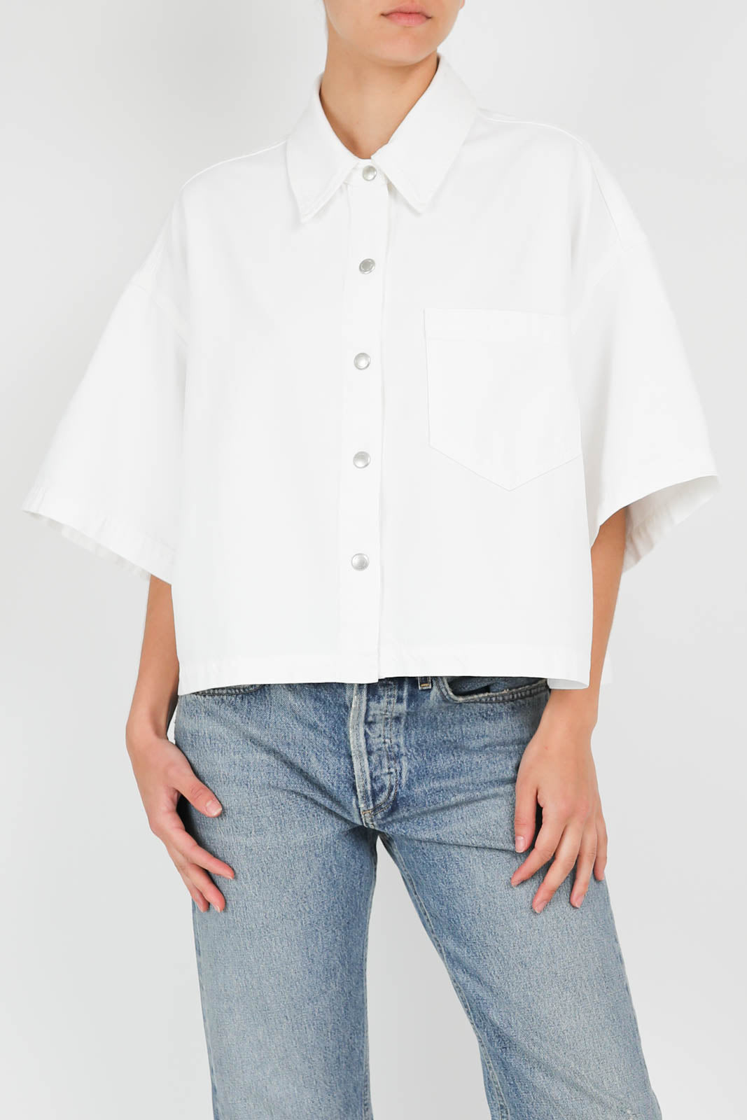 Rona denim blouse in milkshake