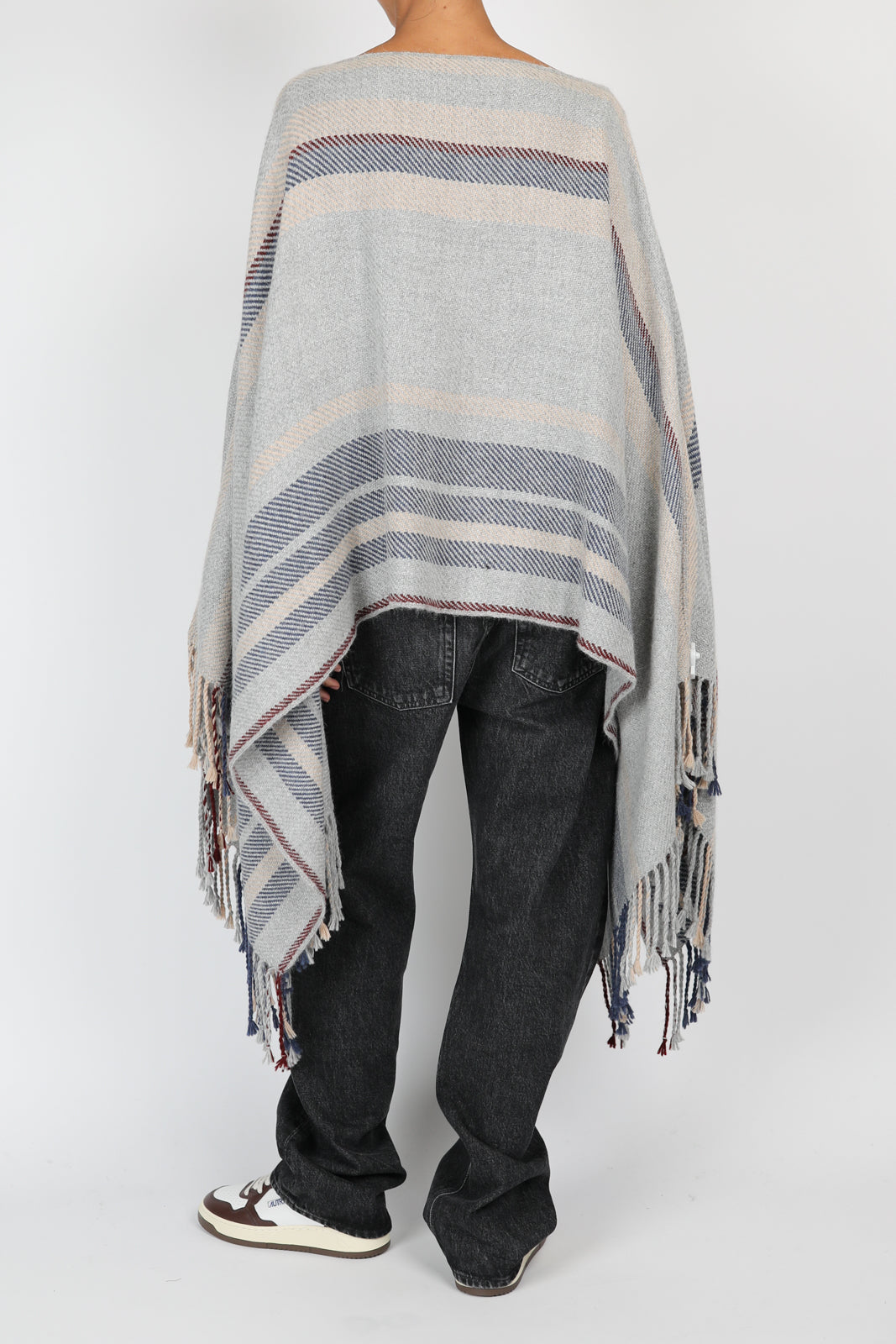 Poncho in Naturel Bleu