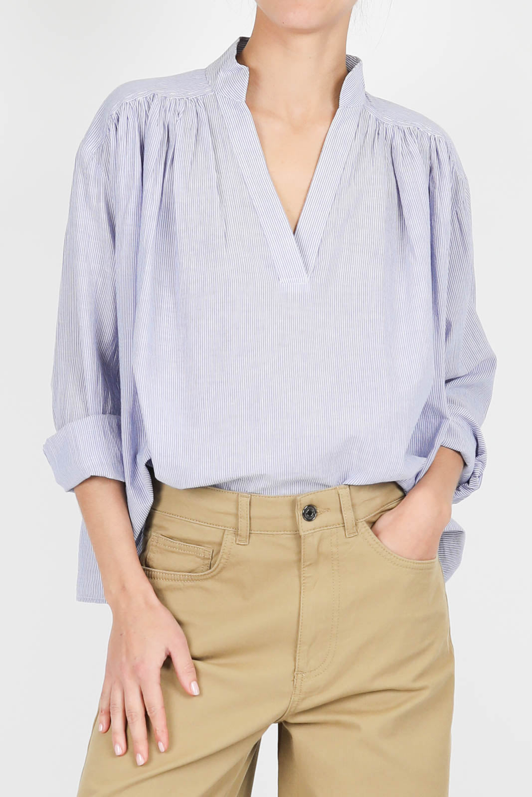 Calvin blouse in Blanc/Bleu