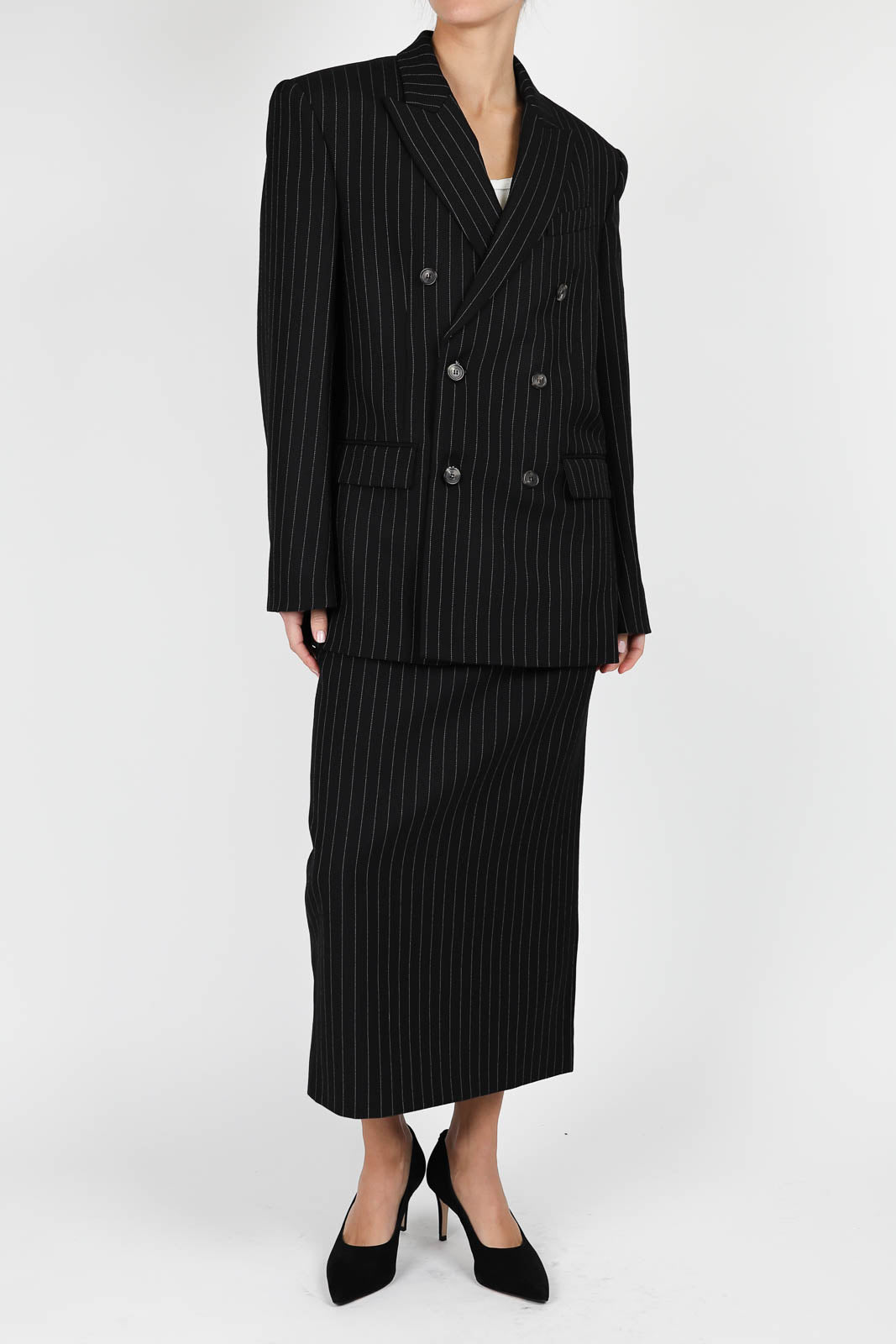 Skirt Contour in Black Pinstripe