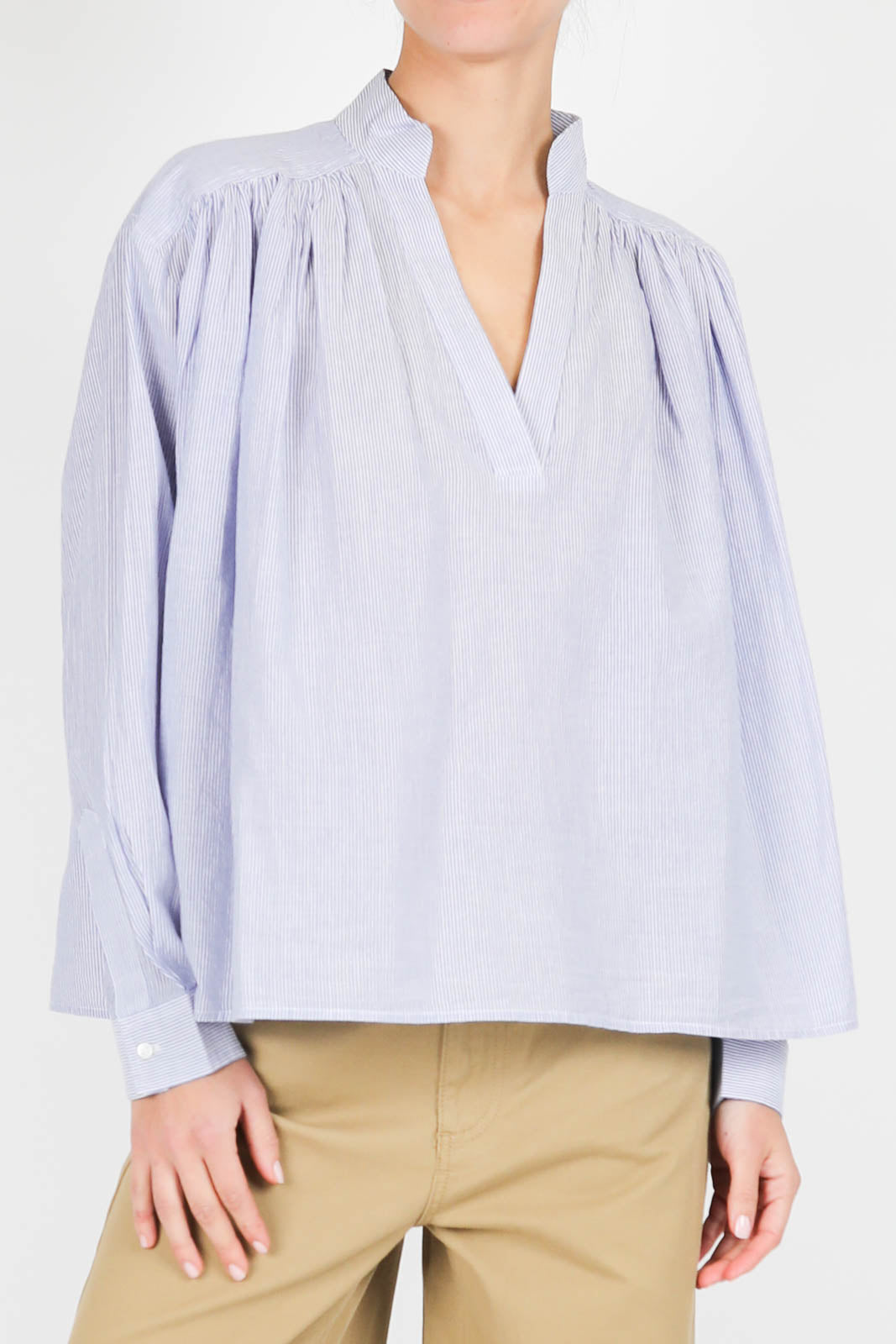 Calvin blouse in Blanc/Bleu