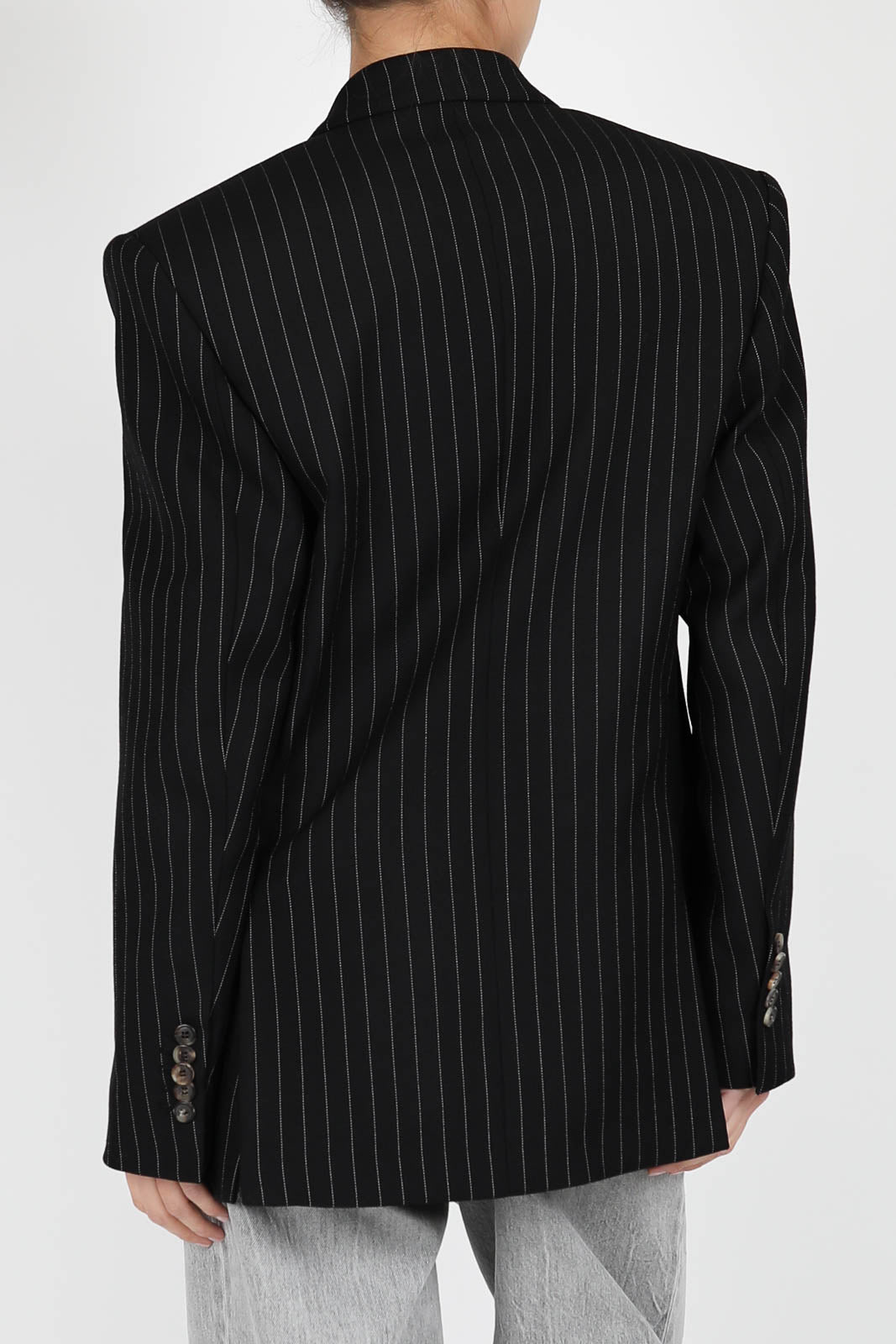 Blazer Double Breasted in Black Pinstripe