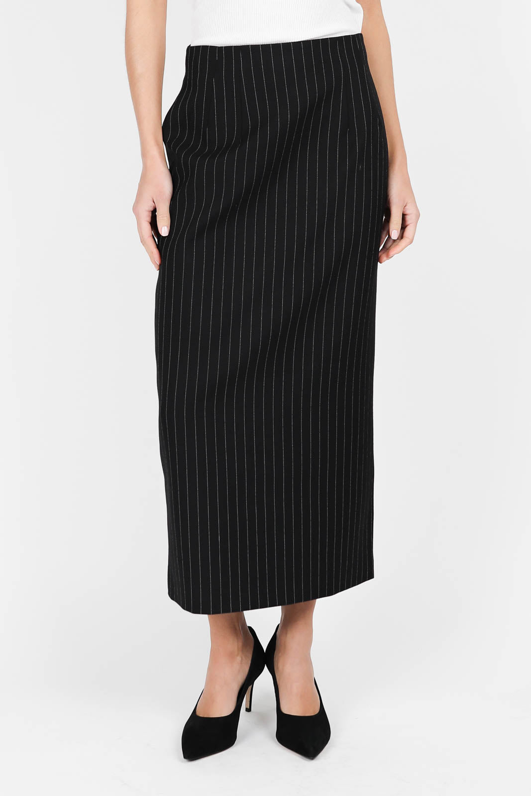 Skirt Contour in Black Pinstripe