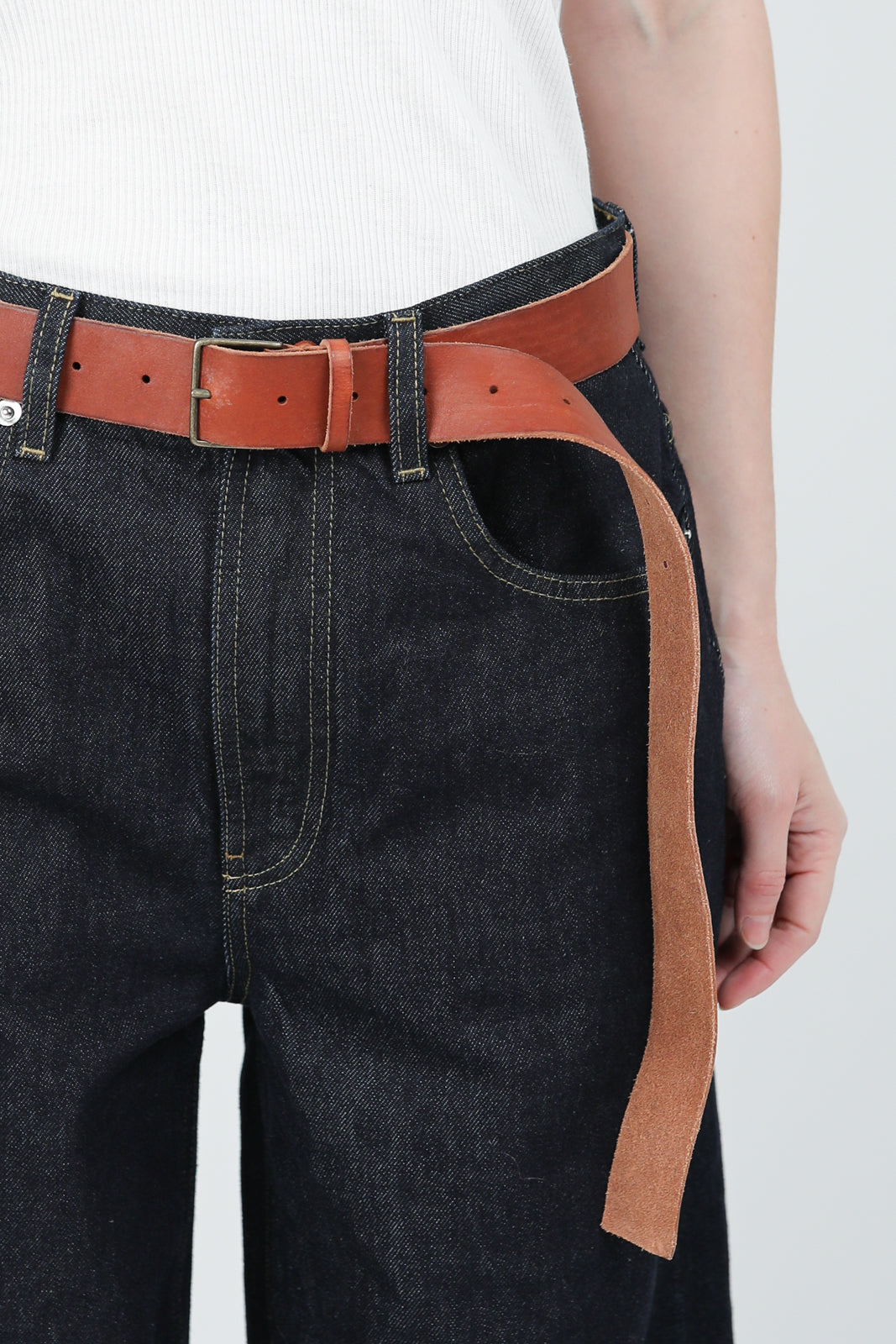 Leather belt in papaya