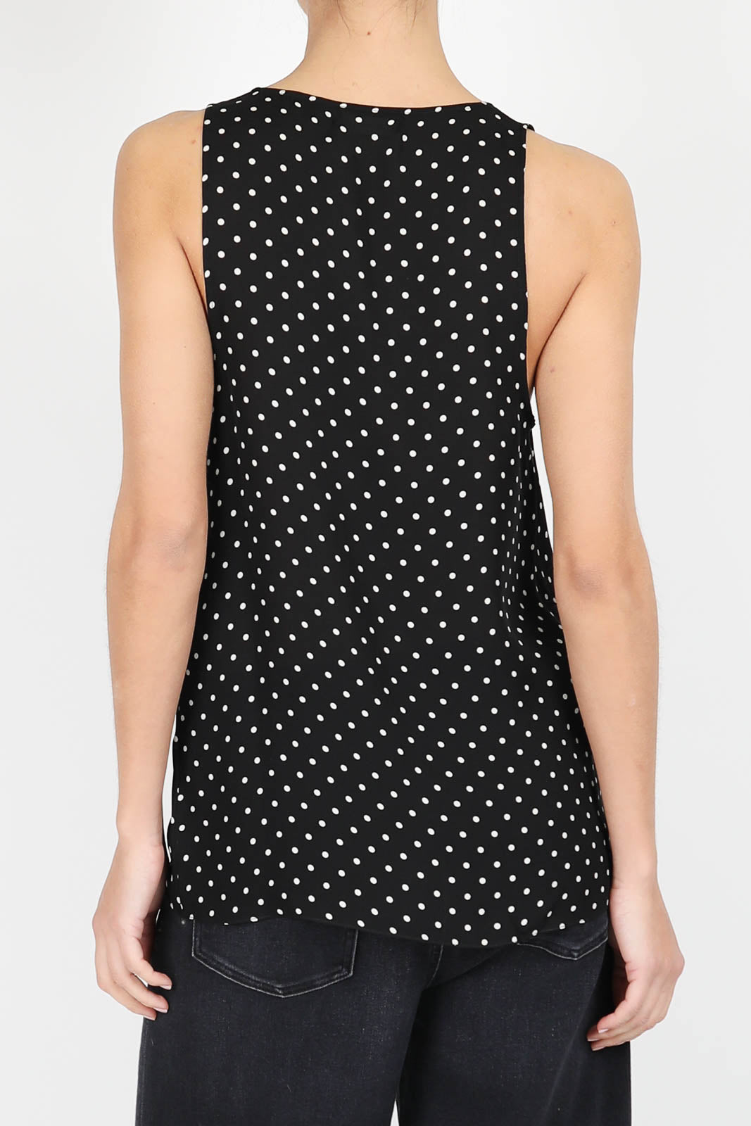 Silk top in black polka dot