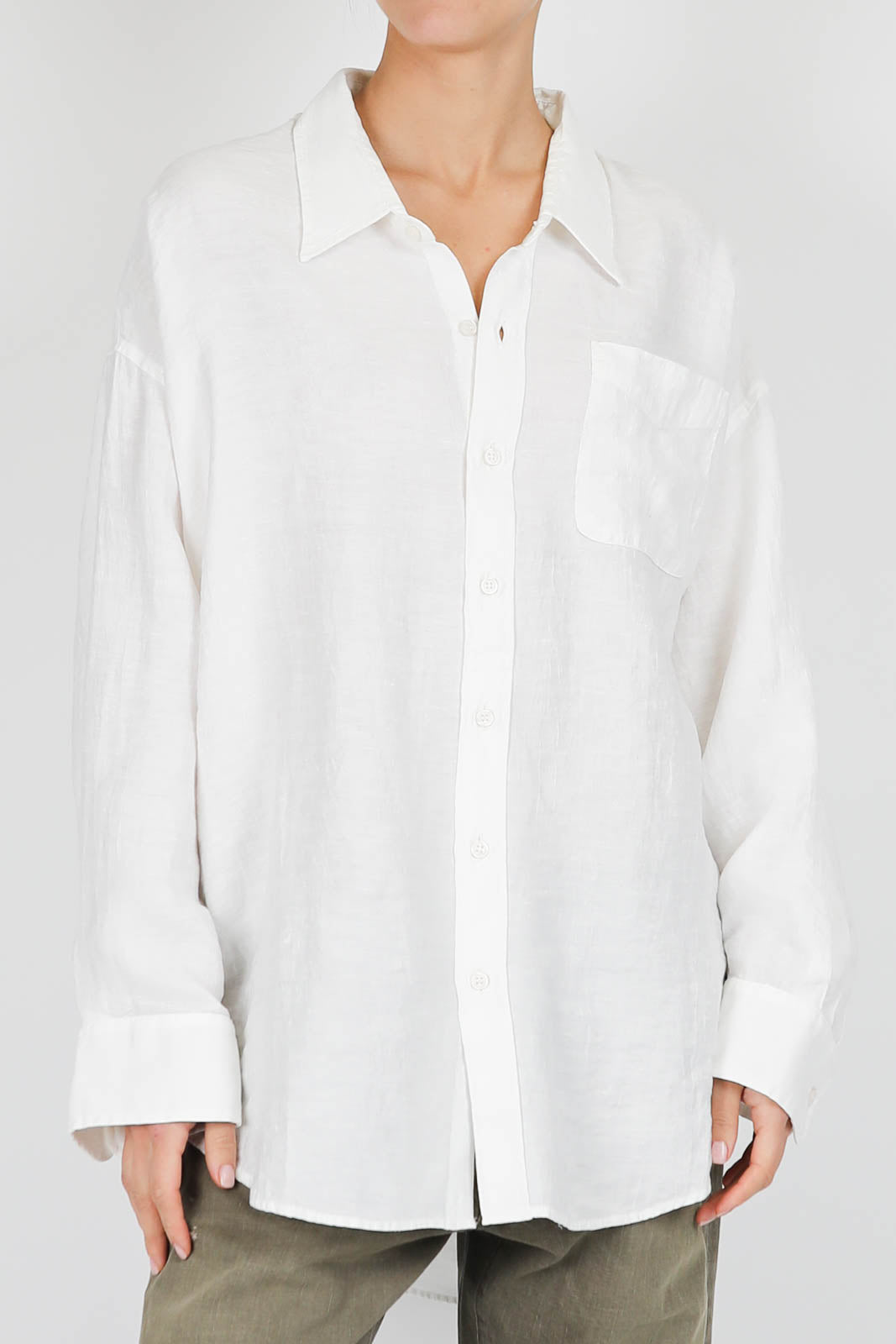 Drop neck blouse in white