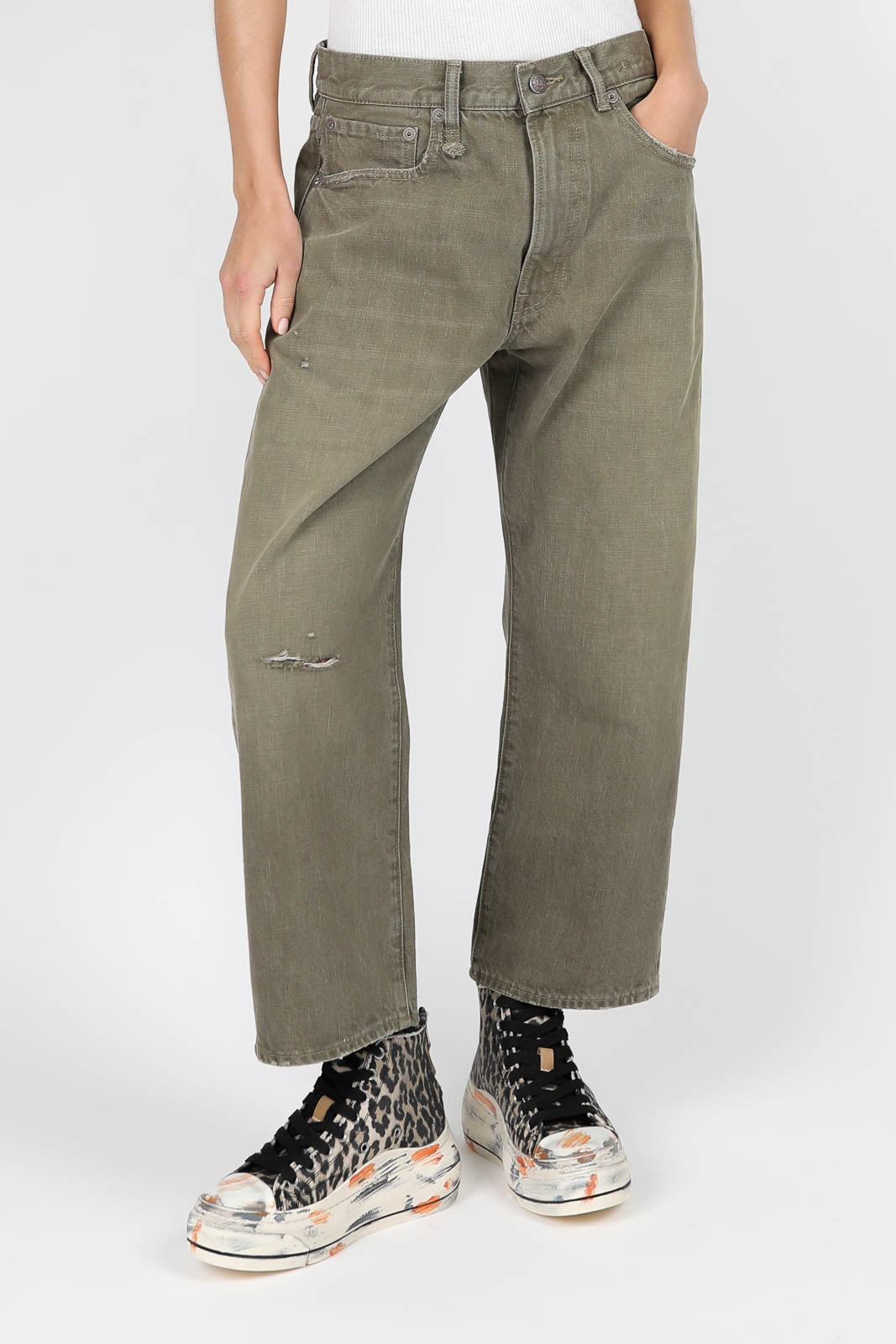 Jeans Boyfriend in Vintage Olive Drab