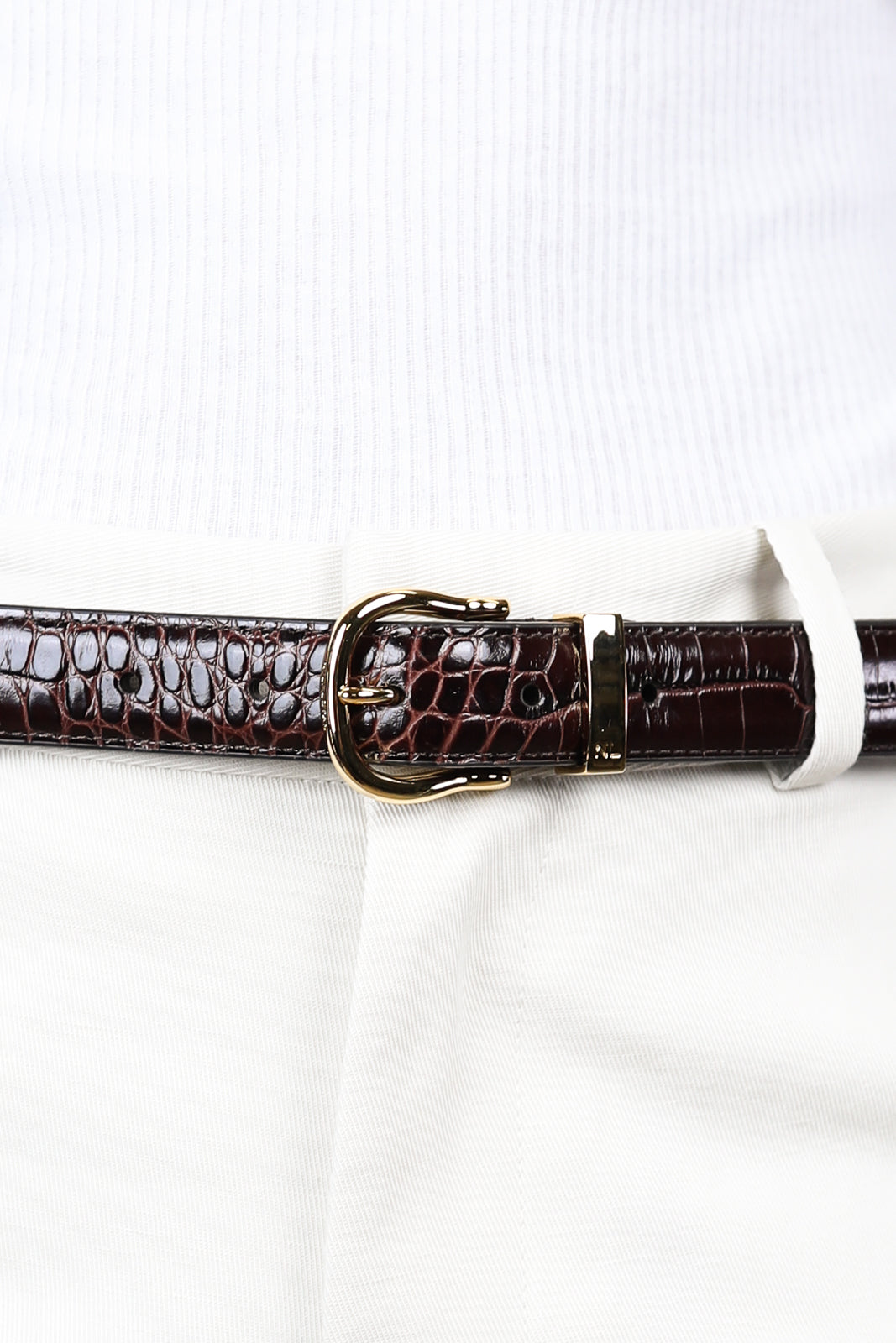 Louise belt in Dark Brown Embossed