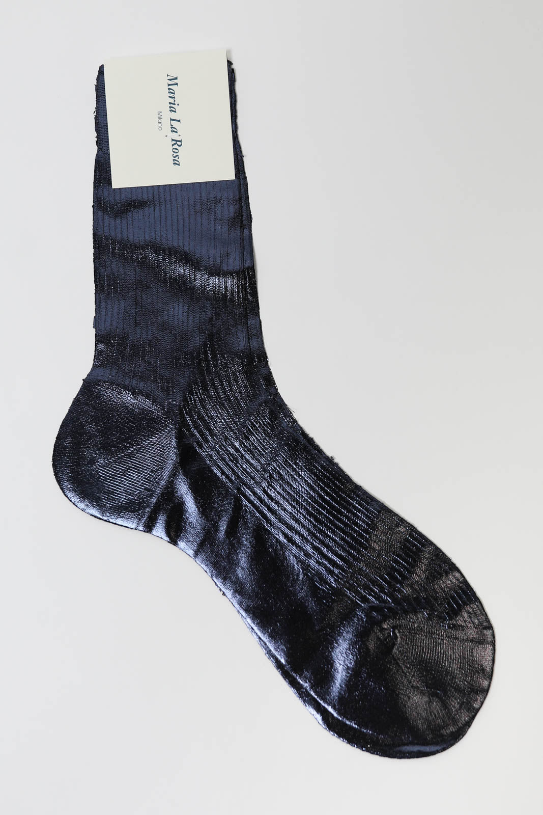 Socks One Ribbed Laminated in Navy