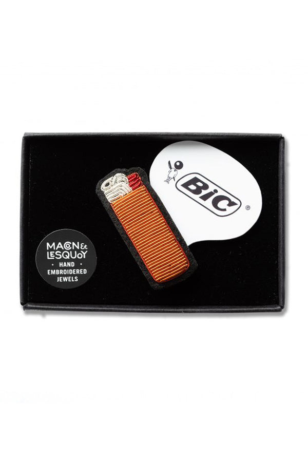 Brooch BIC lighter in orange/red