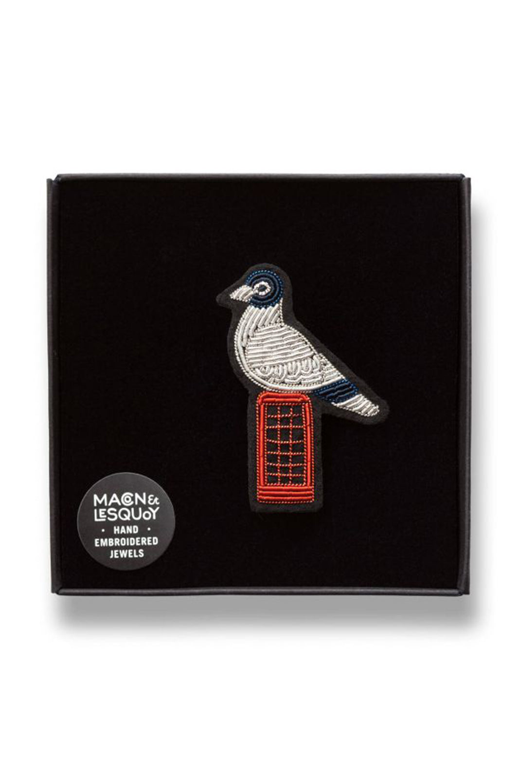 Pigeon and Phone brooch in gray