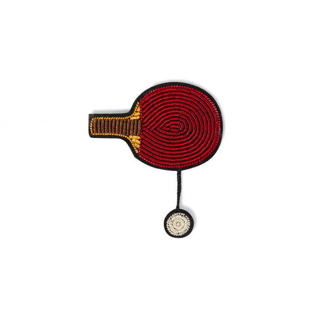 Ping pong brooch in red