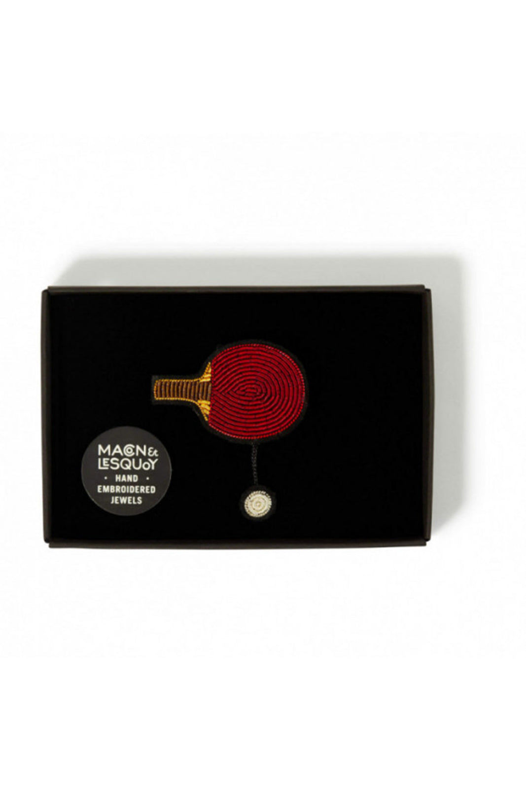 Ping pong brooch in red