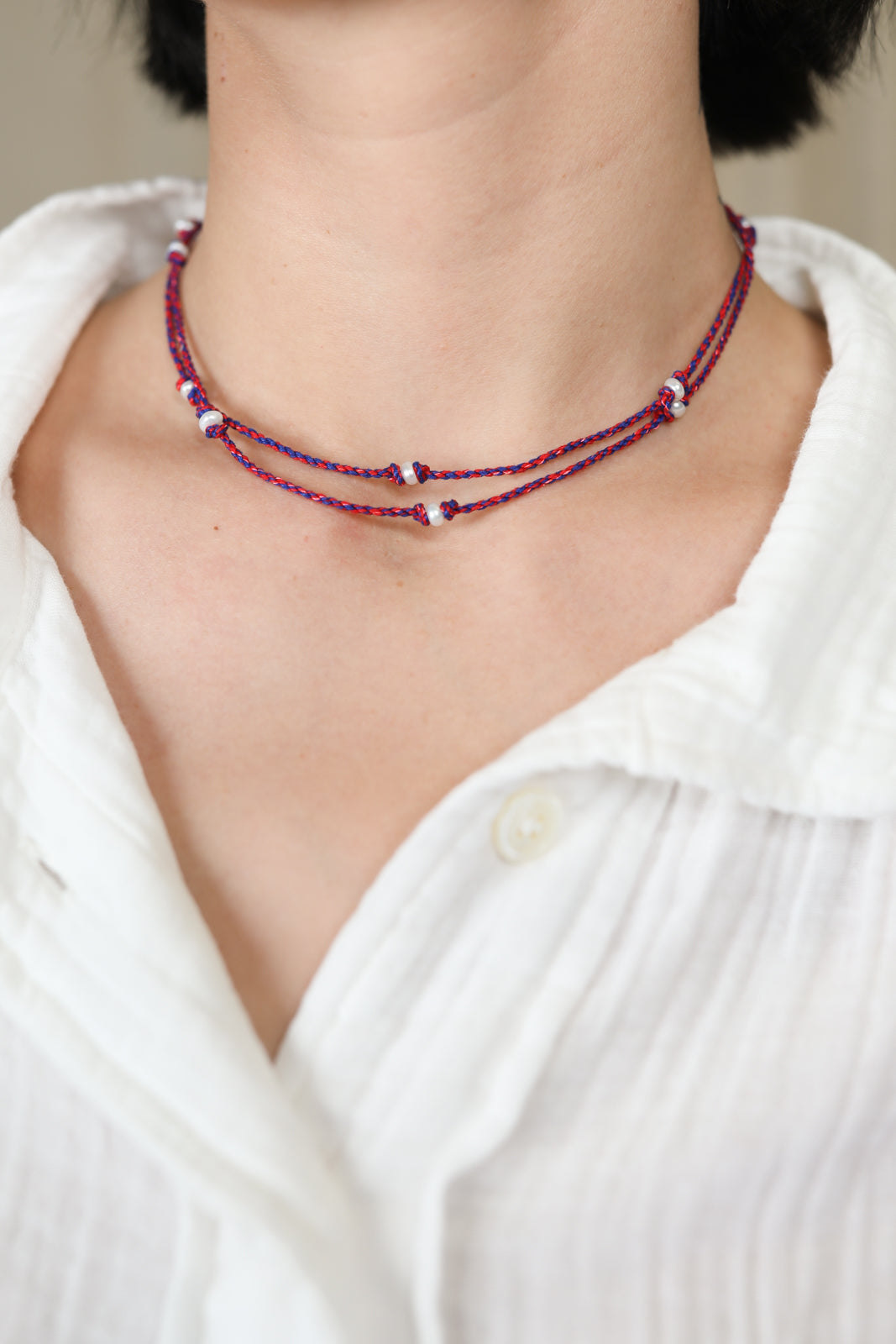 Necklace Mauli Beads Red & Navy