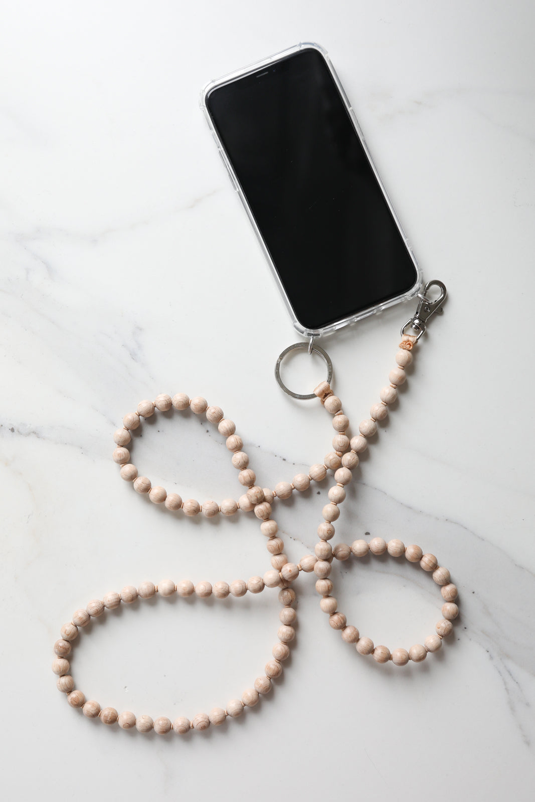 Cell phone chain in natural/beige