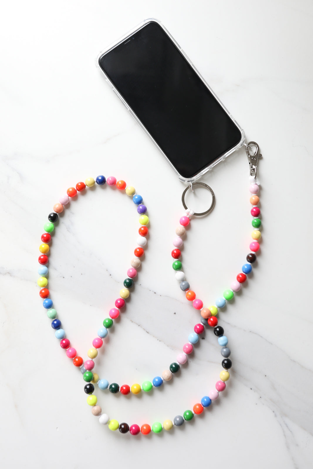 Cell phone chain in multicolor/white