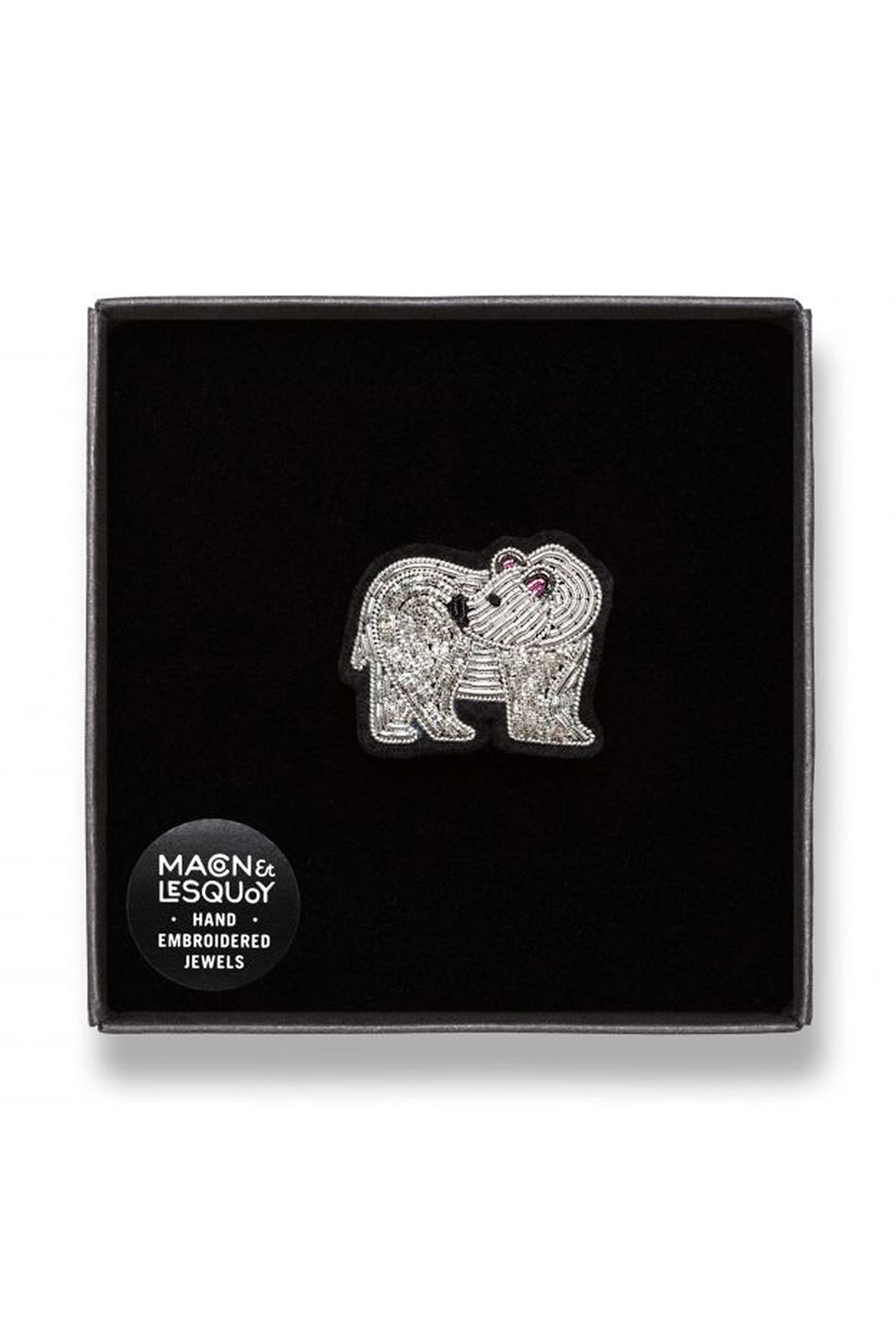 Polar bear brooch in silver