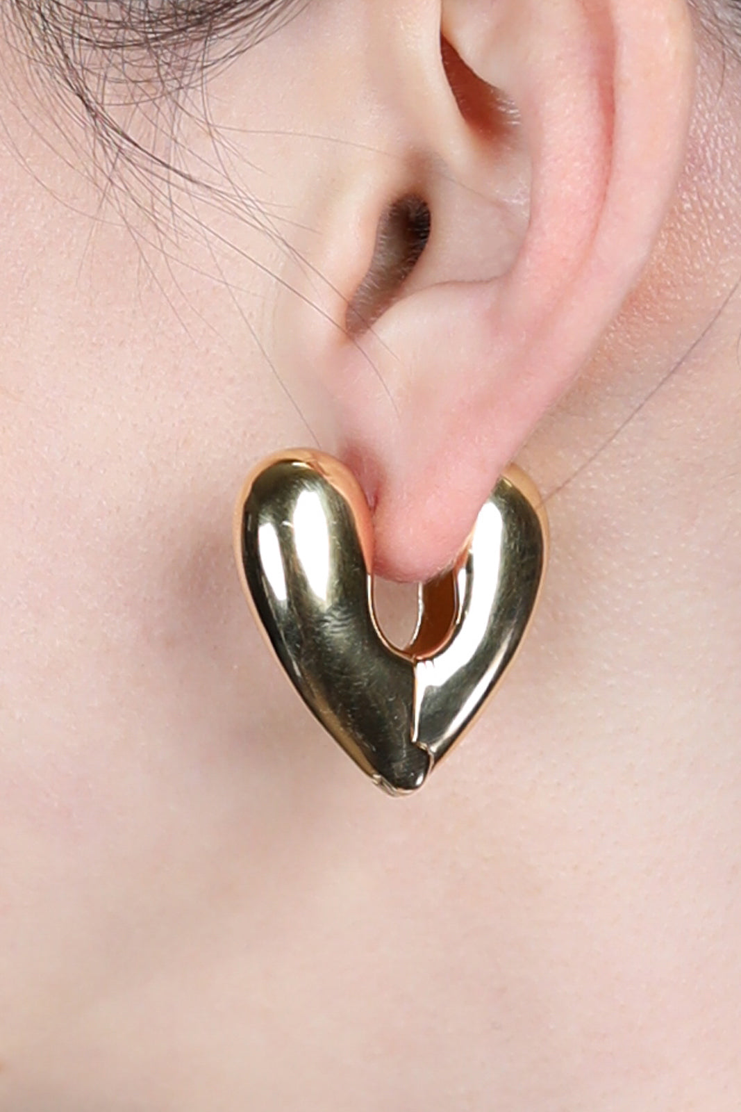 Earrings Heart Hoops Large in gold