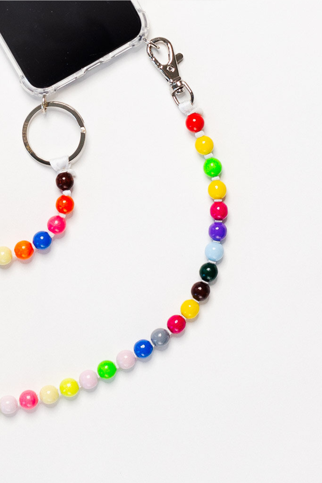Cell phone chain in multicolor/white
