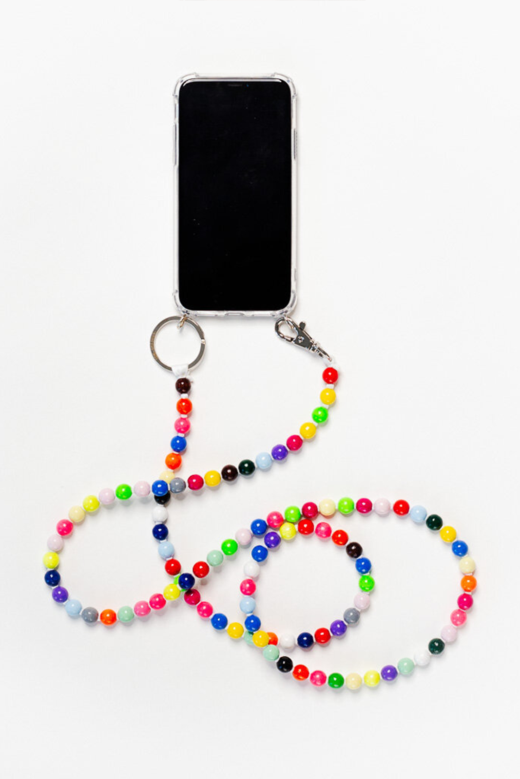 Cell phone chain in multicolor/white