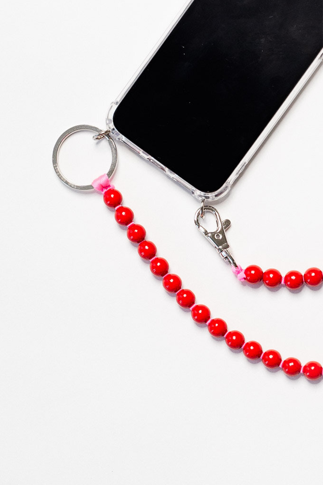 Cell phone chain in red/pink