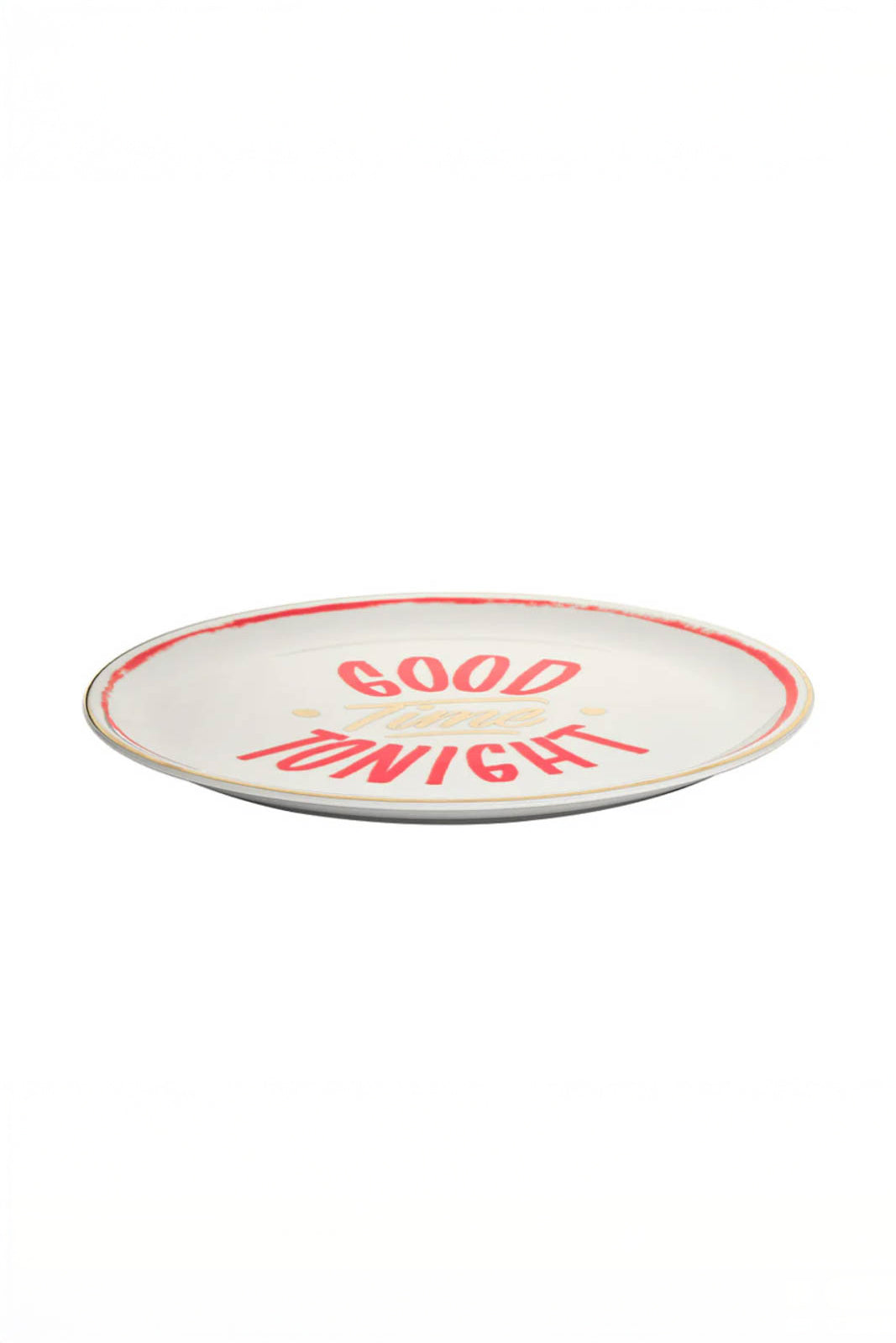 Assiette Good Time Tonight en blanc/rouge