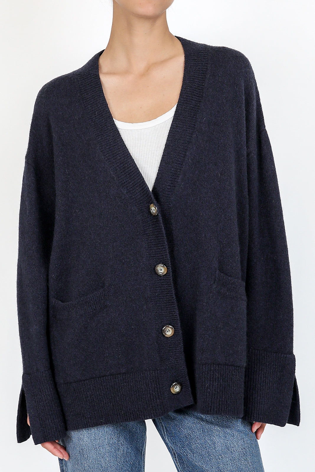 Cardigan Over Spacchi en bleu marine