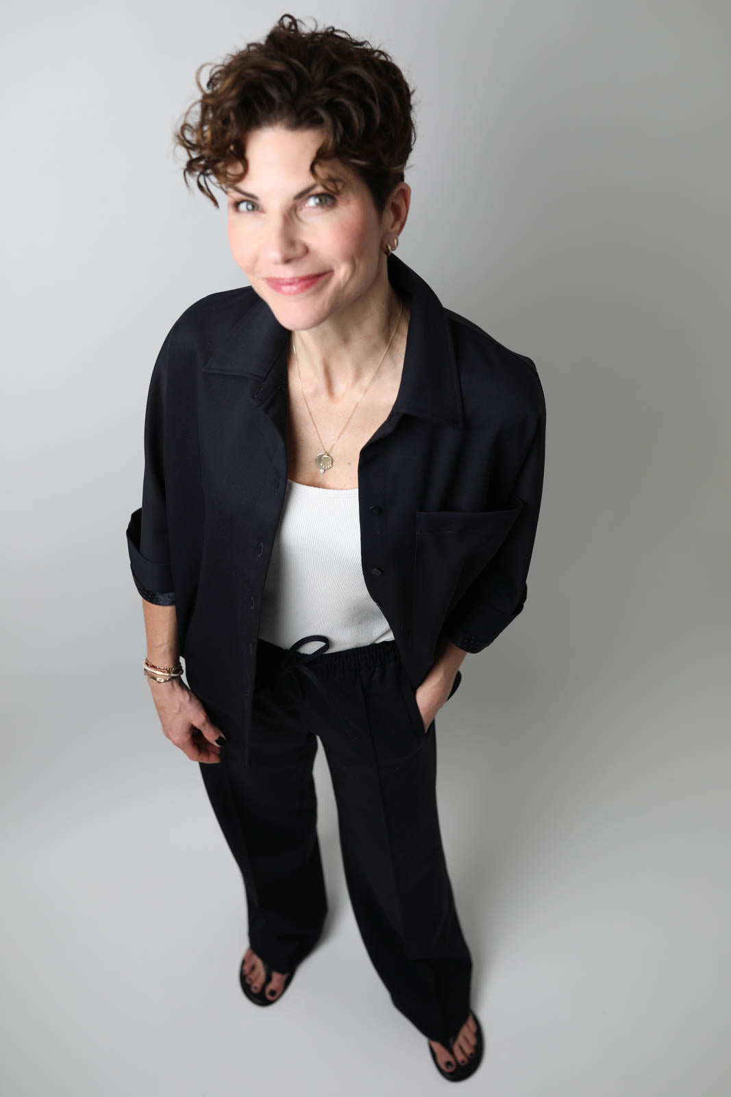 Vestibule Garderobe, Overshirt Wide en bleu marine