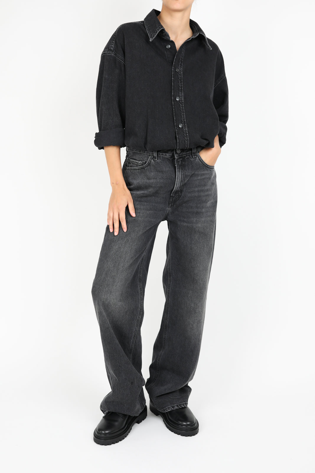 Overall Tessie en denim noir moyen