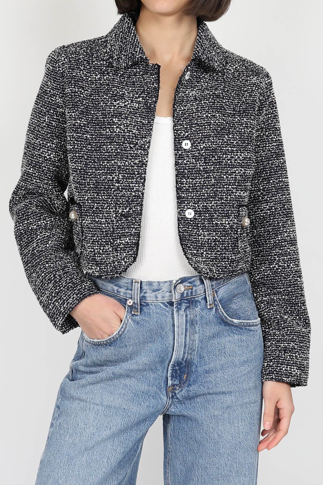 Veste Little en tweed noir