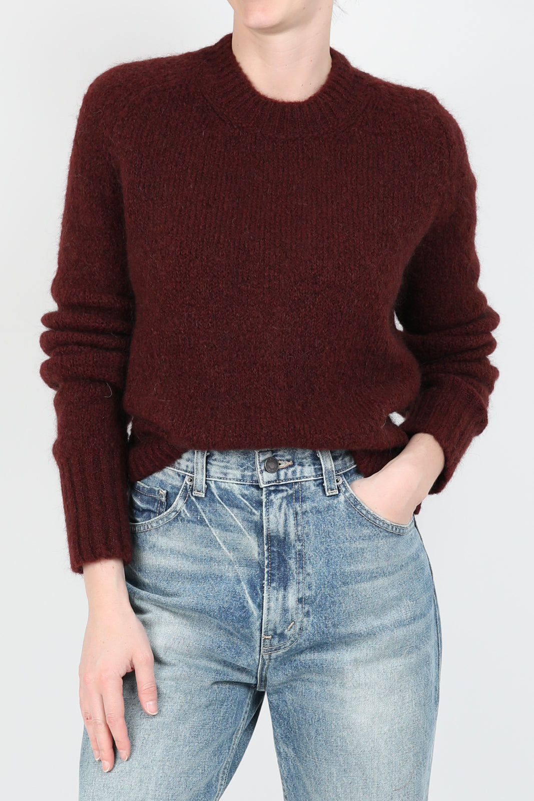 Pullover en mohair en rubis