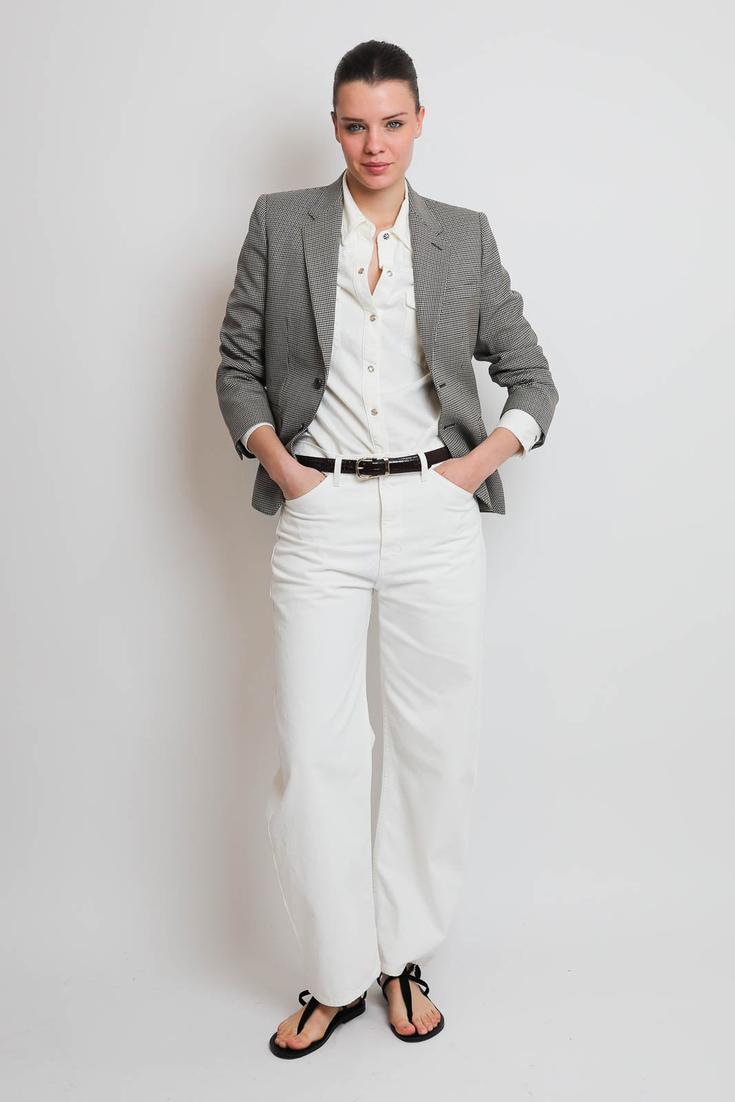 Nili Lotan, jean Tribeca couleur crème