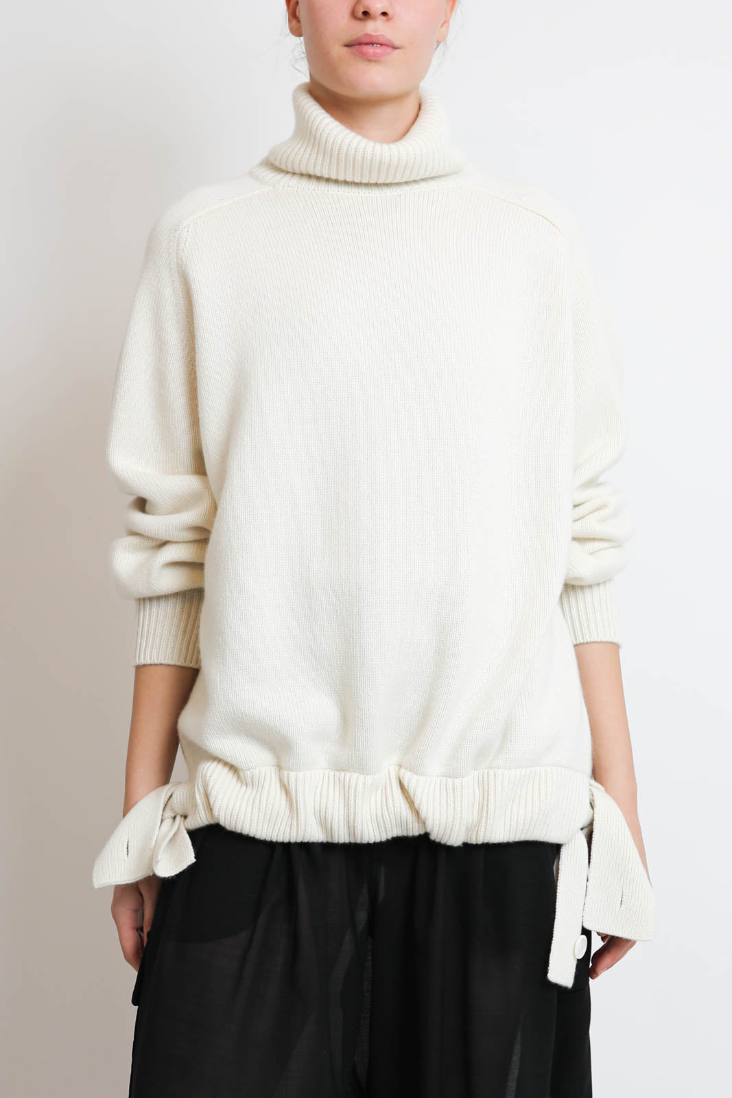 Tibi, Pullover cachemire TNeck Oversized à Ivory