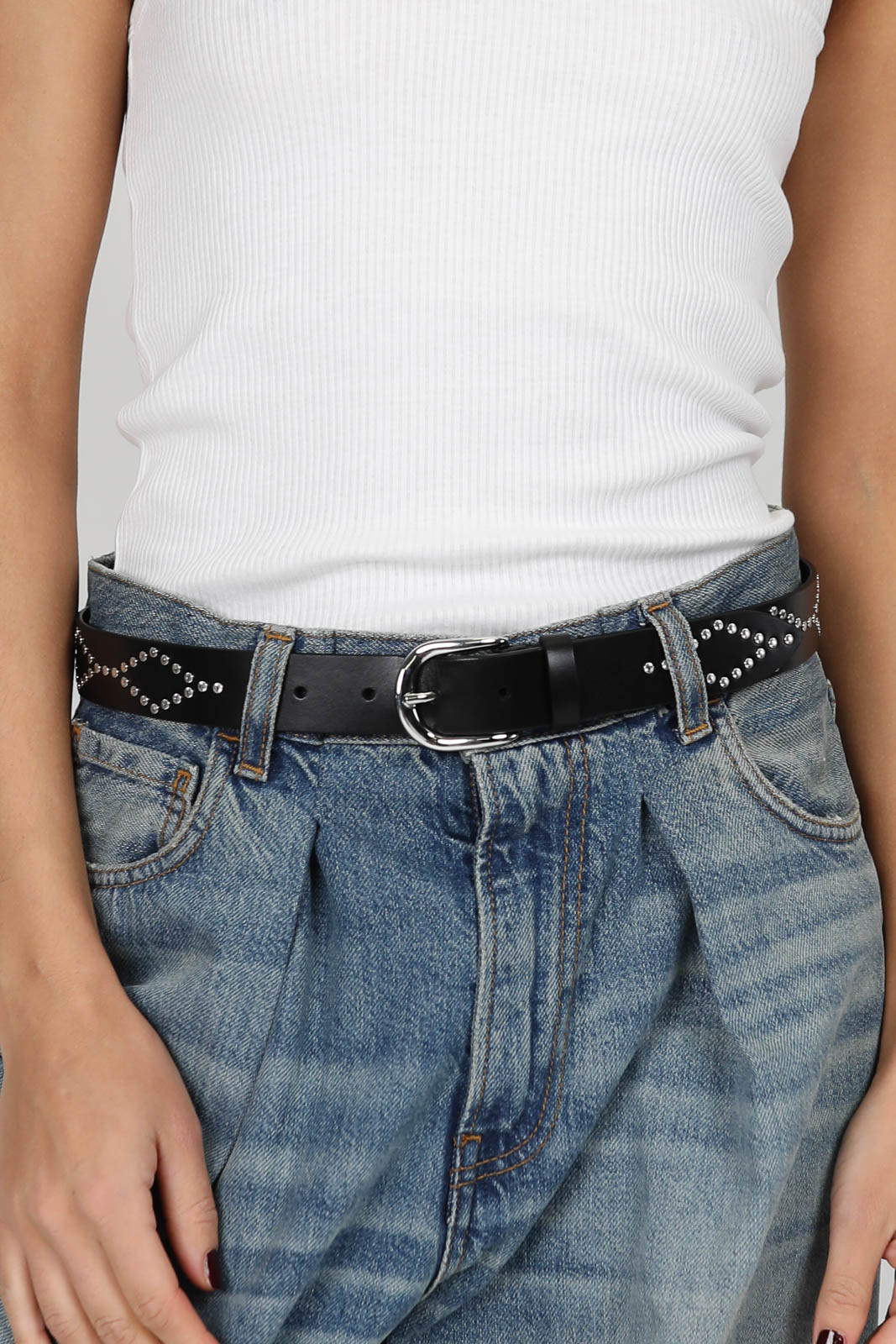 Ceinture Liliana en noir/argent