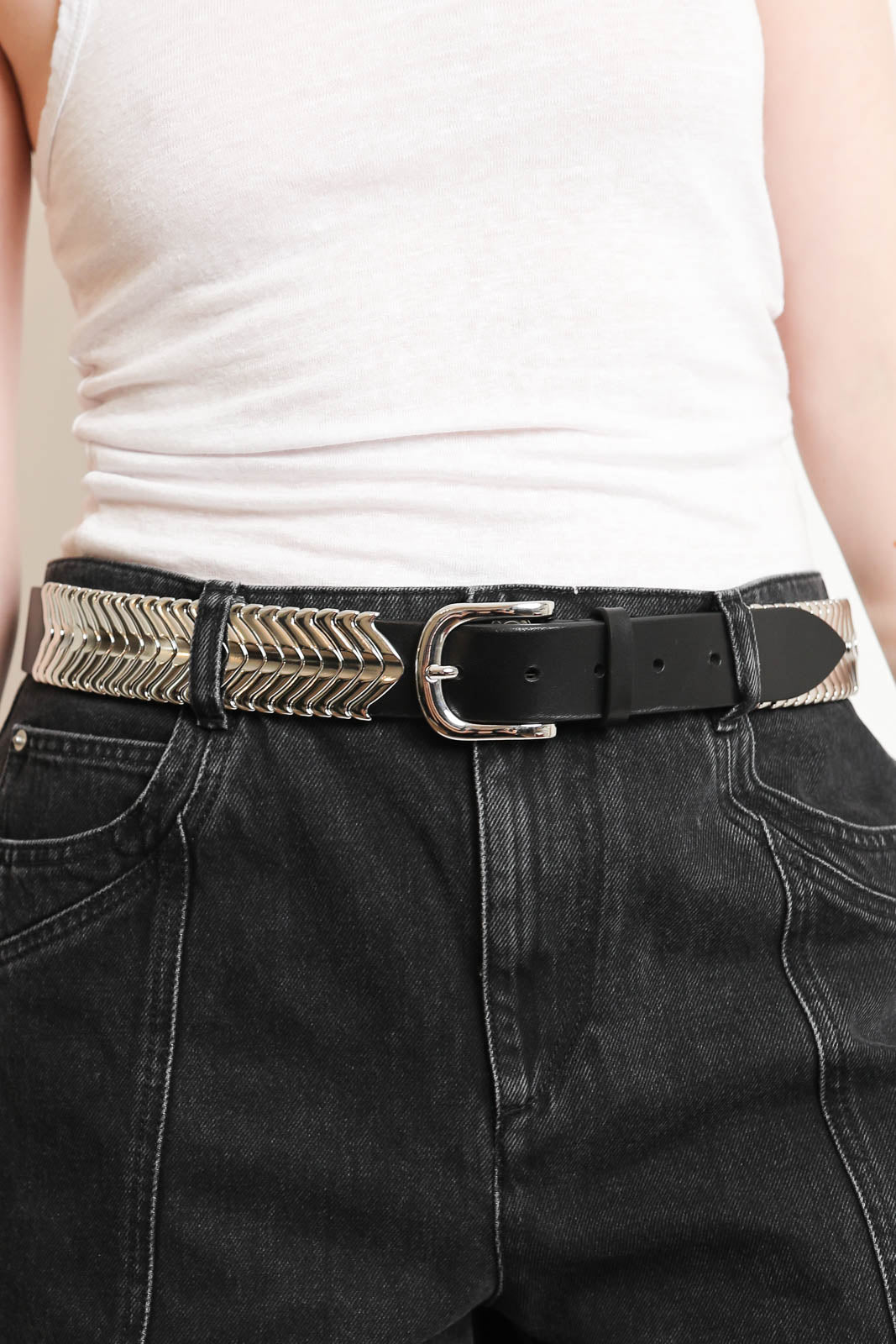 Isabel Marant, ceinture Tehora en noir/argenté