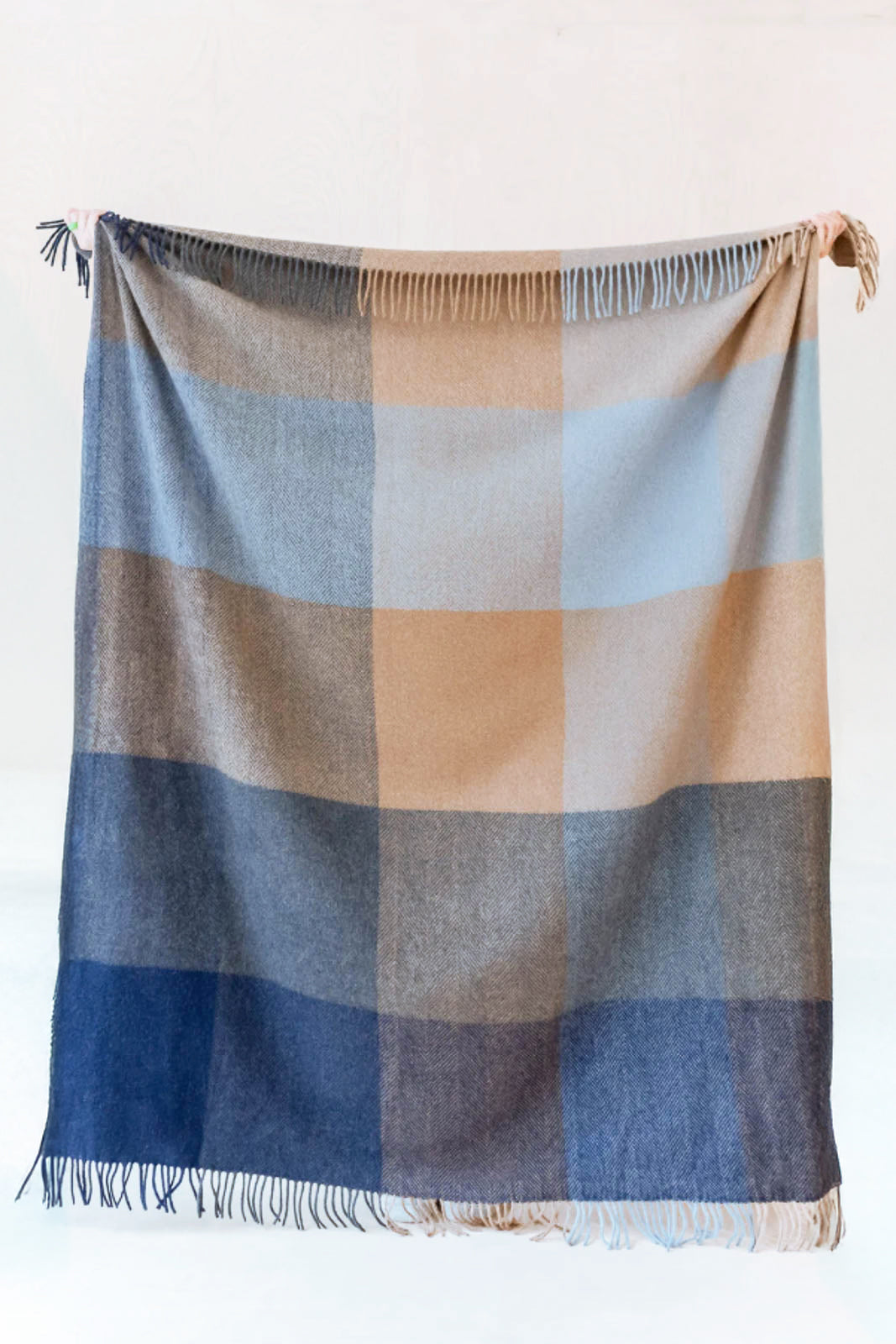 Couverture Recycled Wool in Blue Herringbone Block Check