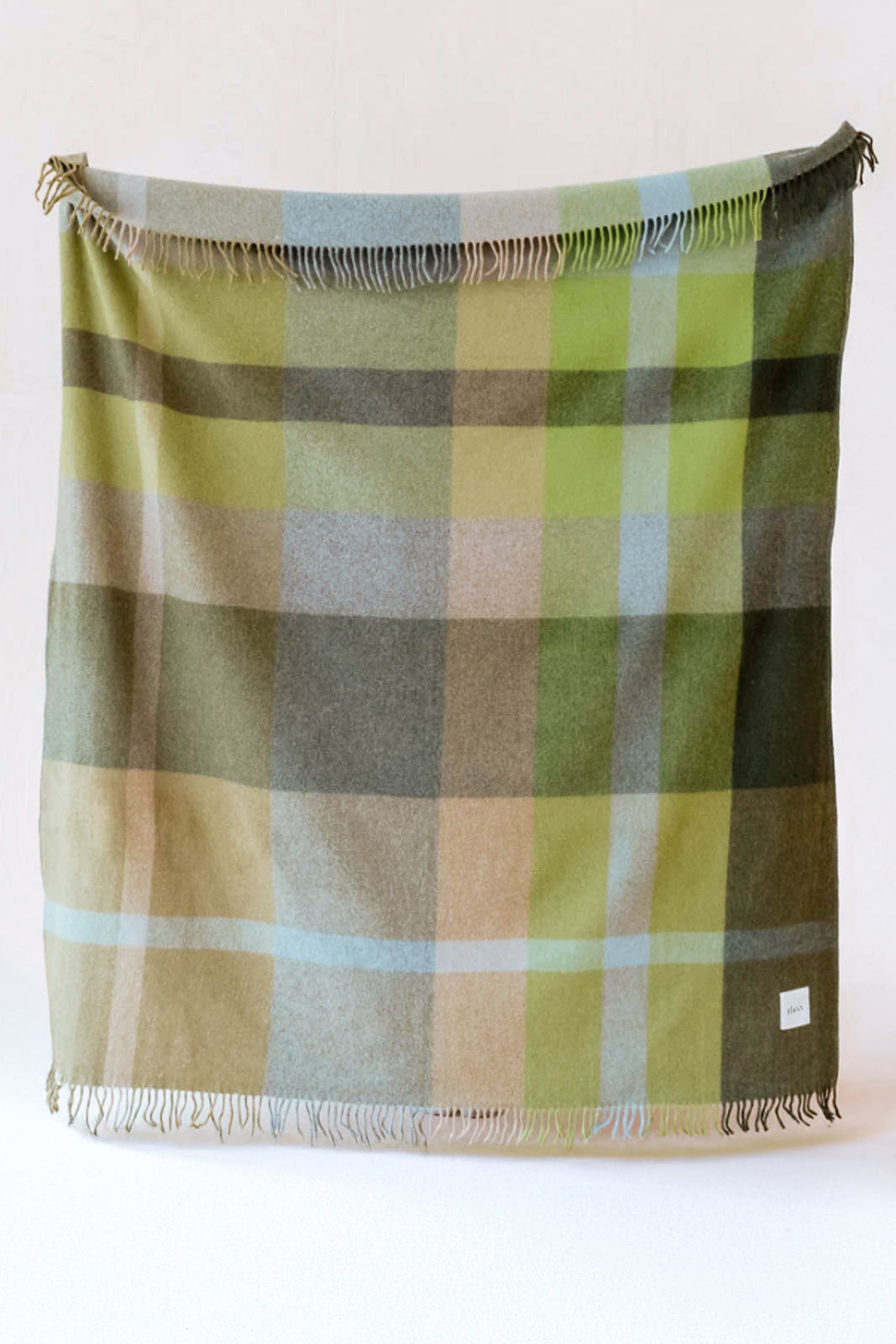 Couverture Laine recyclée en Olive Oversized Patchwork Check