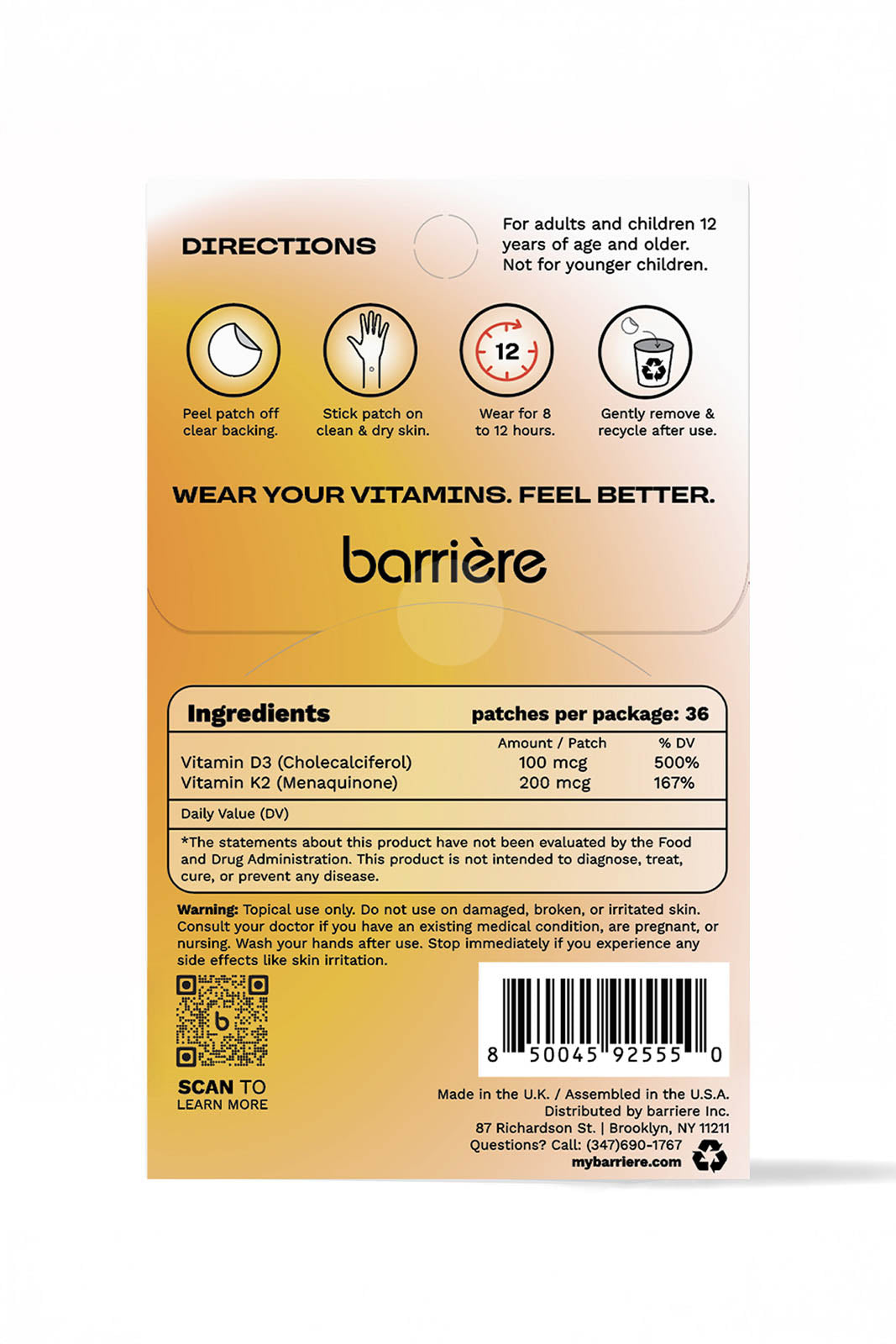 Barrière, patch Hello Sunshine Vitamin D3 Evil Eye Symbol