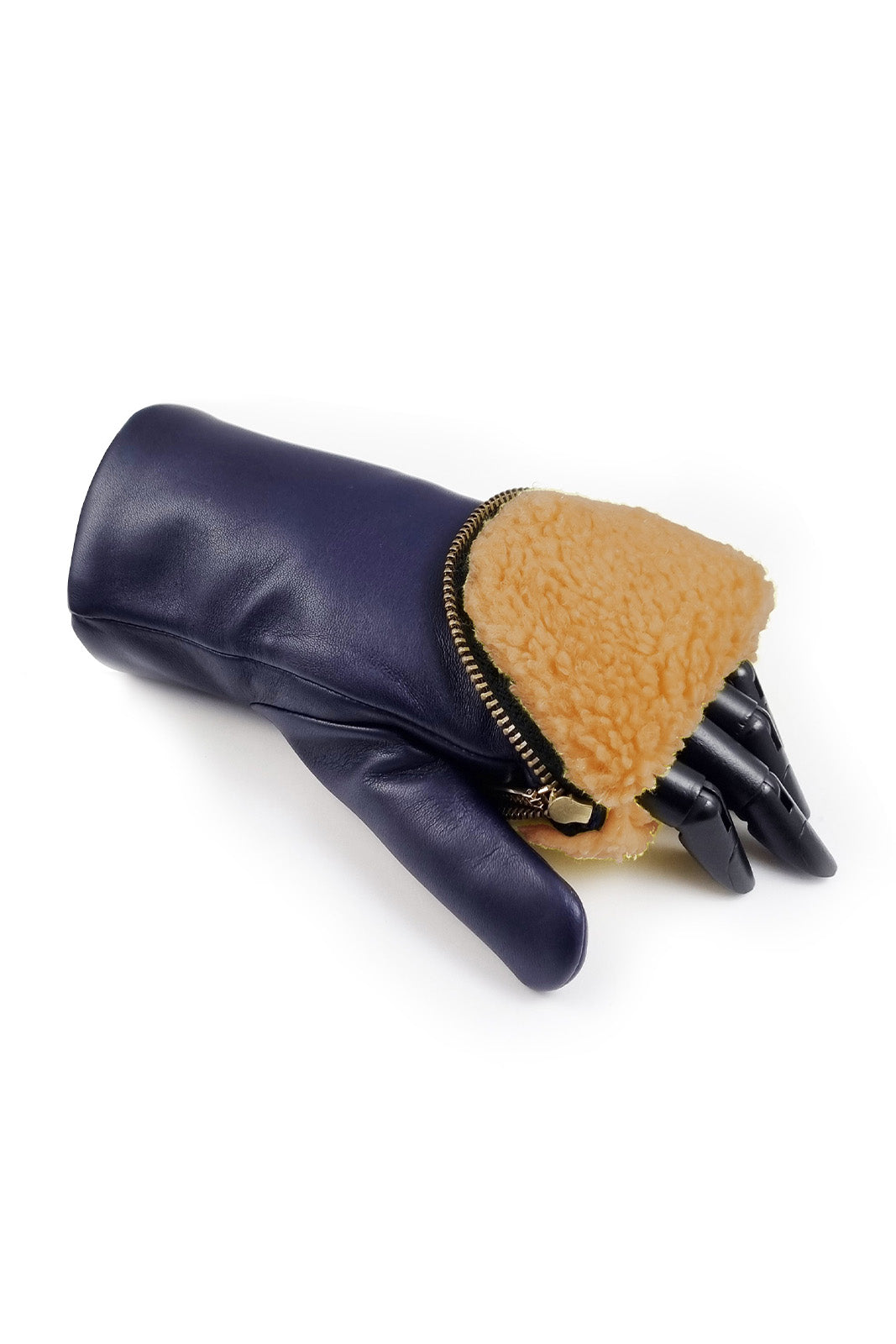 Gants en indigo/camel