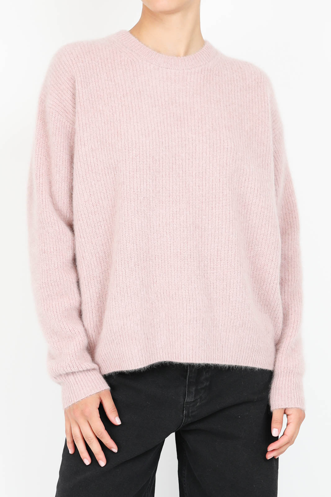 Pullover en tricot côtelé rose