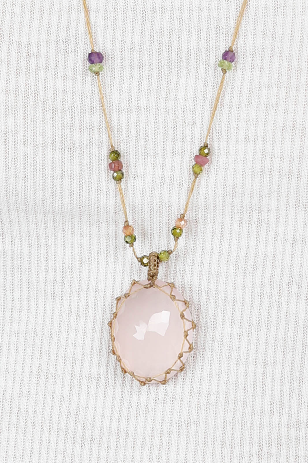 Collier Tibet en quartz rose