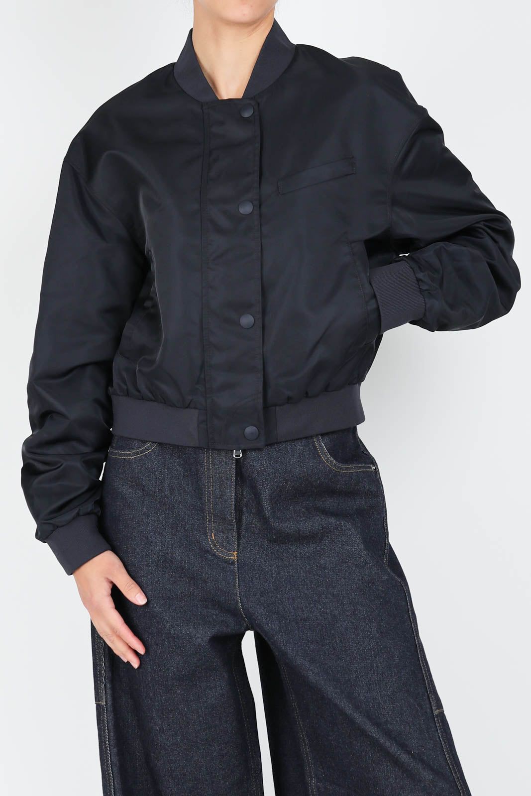 Veste Cropped Bomber en Midnight Navy