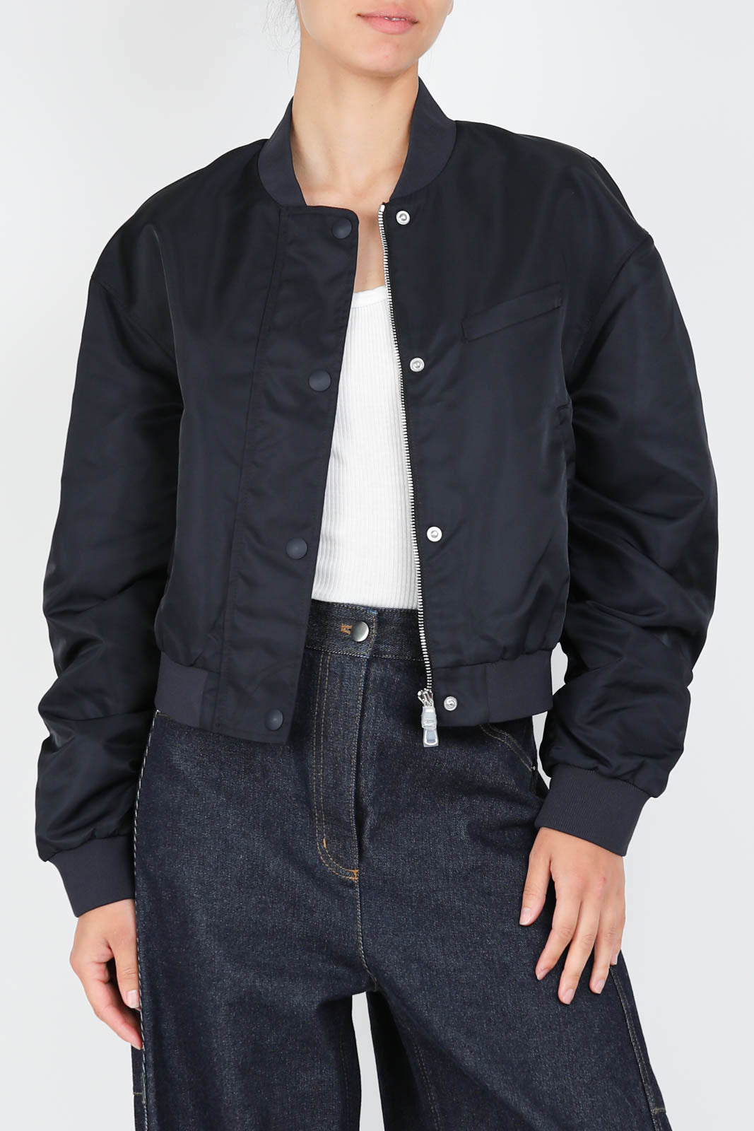 Veste Cropped Bomber en Midnight Navy